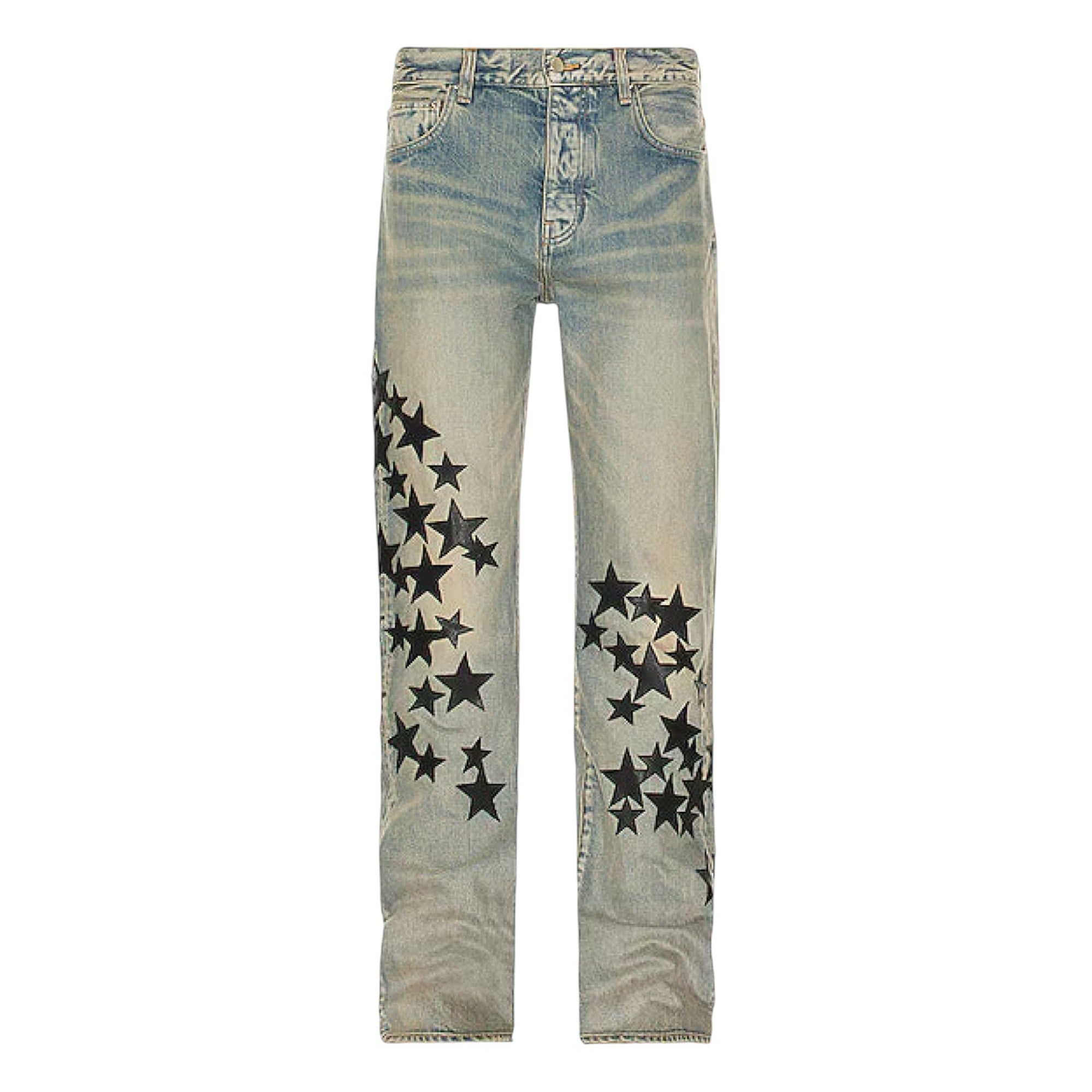 Amiri Leather Star Straight Jeans
