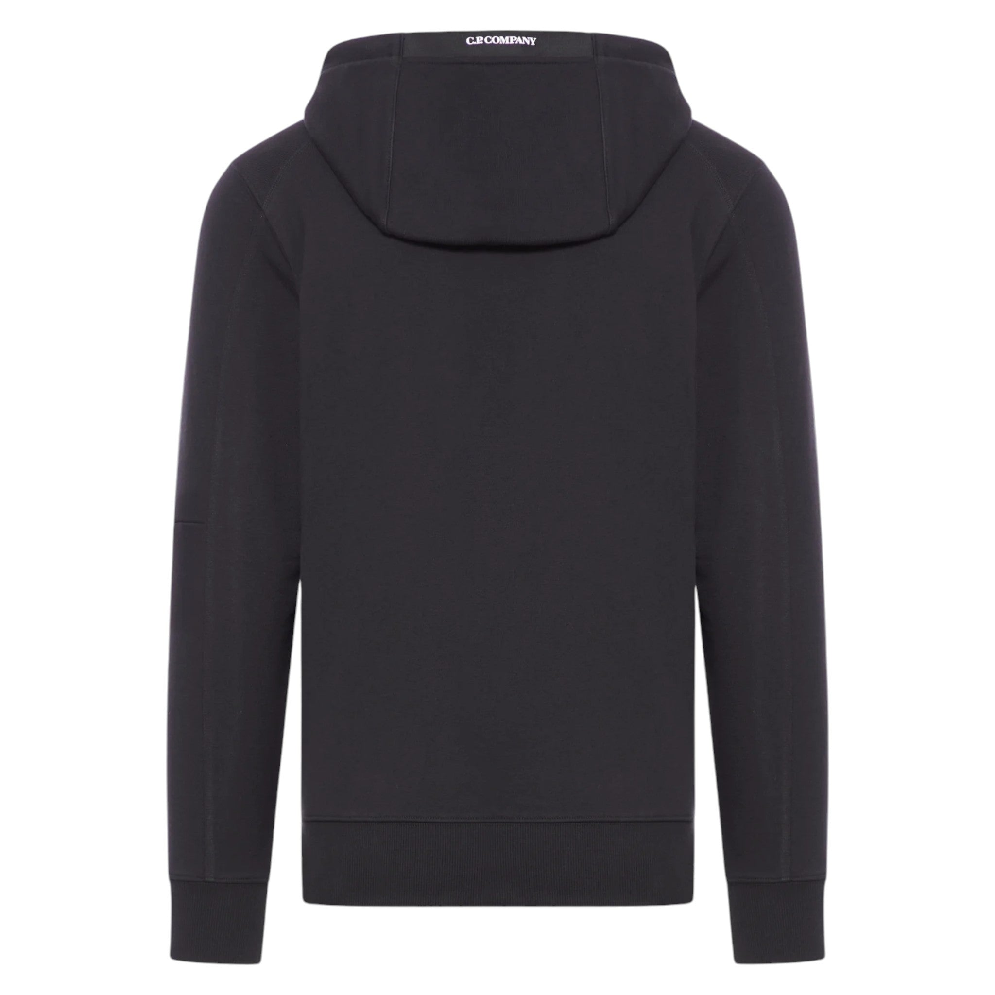 C.P. Company Diagonal Raised Fleece Pocket Lens Black Hoodie