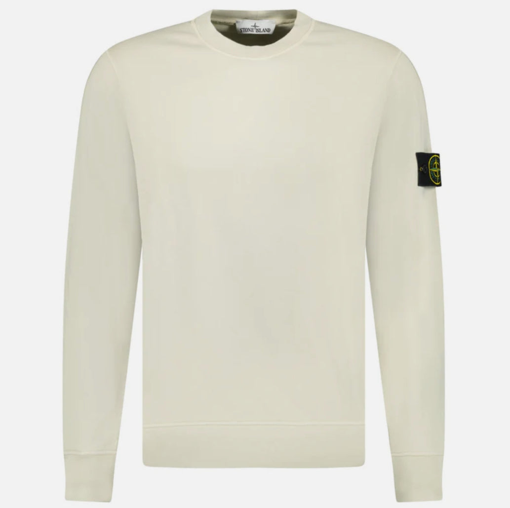 Stone Island Compass Badge Organic Cotton Crewneck Sweatshirt Sand