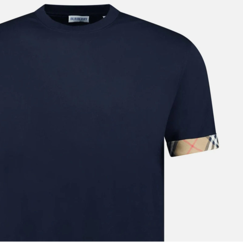 Burberry 'Ellison' Organic Cotton Check Sleeve Navy