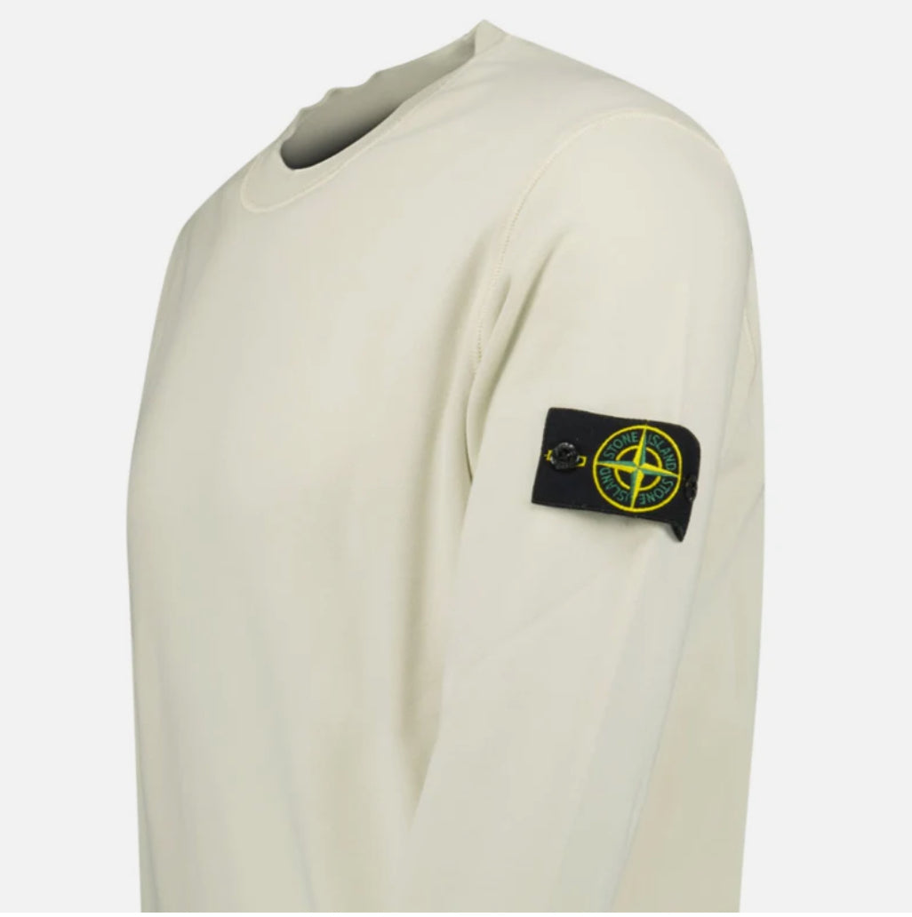 Stone Island Compass Badge Organic Cotton Crewneck Sweatshirt Sand