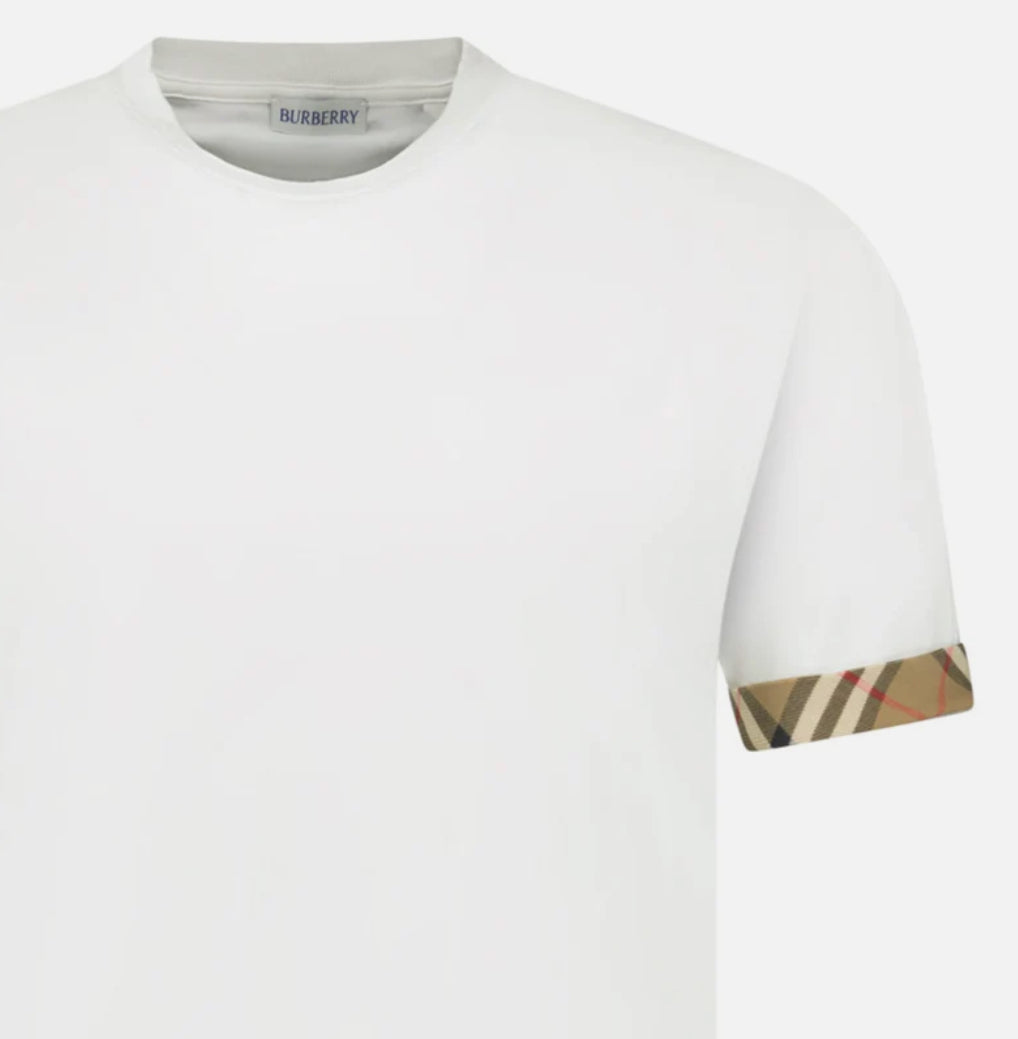 Burberry 'Ellison' Organic Cotton Check Sleeve White