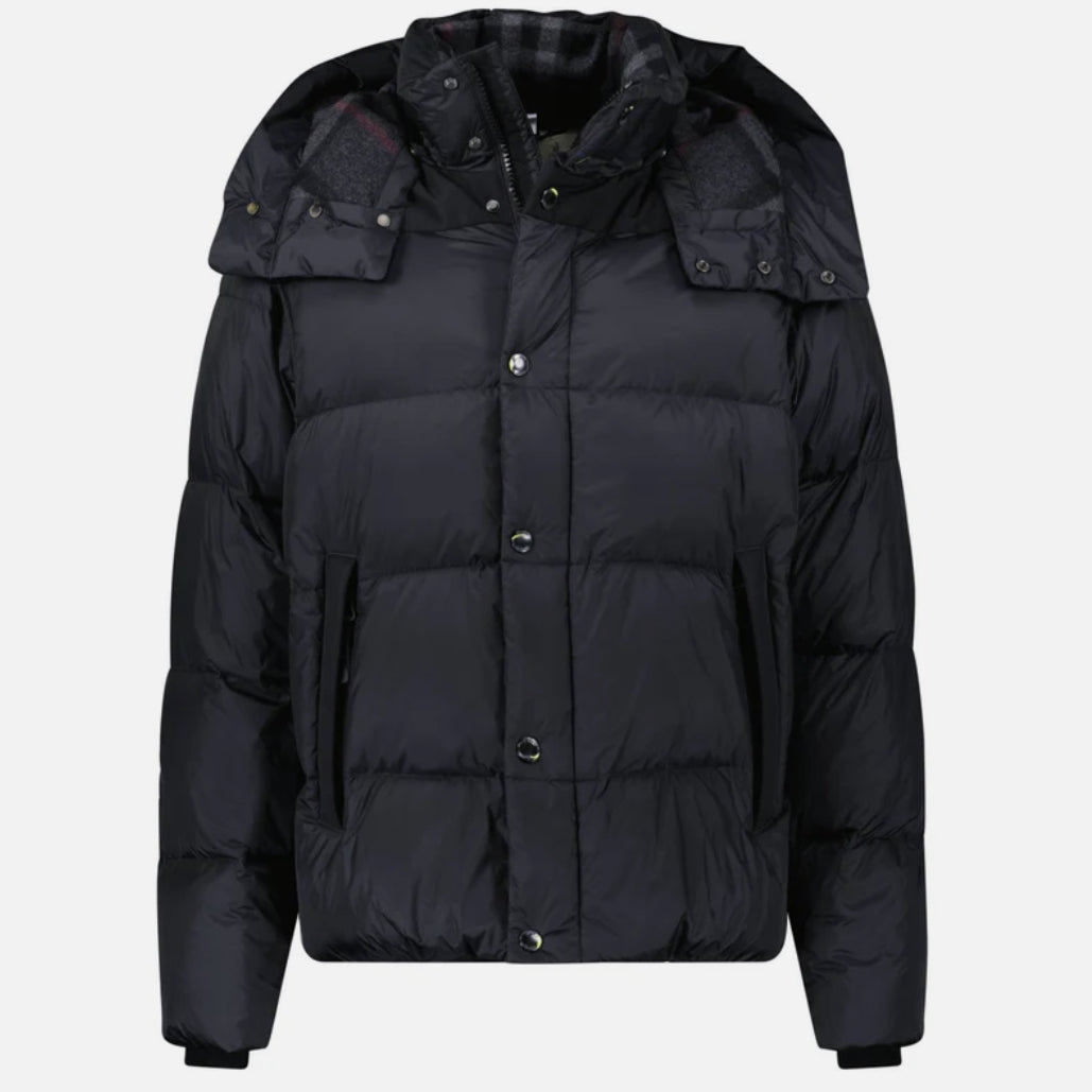 Burberry 'Leeds' Detachable Sleeve Hooded Down Jacket Black