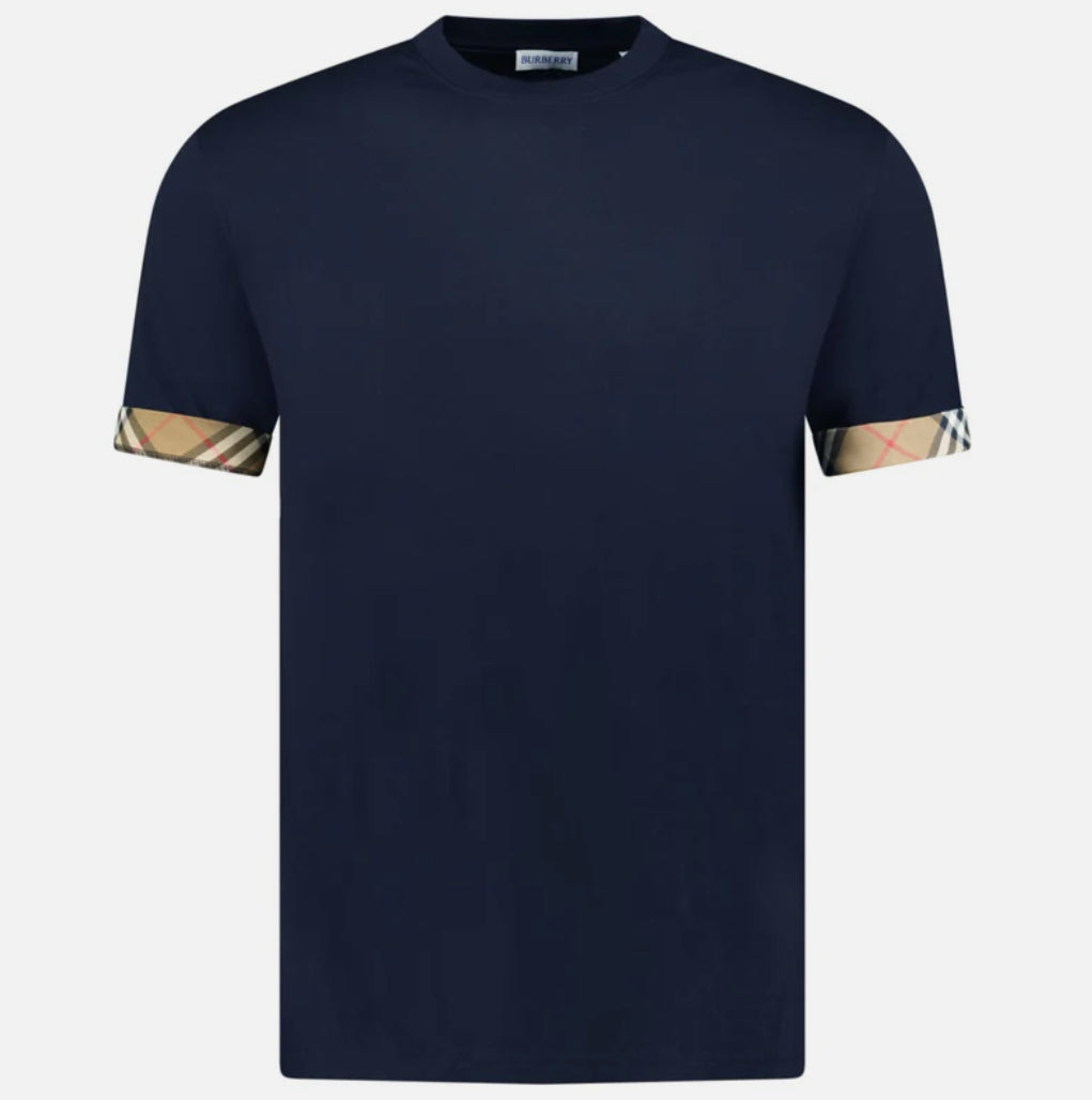 Burberry 'Ellison' Organic Cotton Check Sleeve Navy