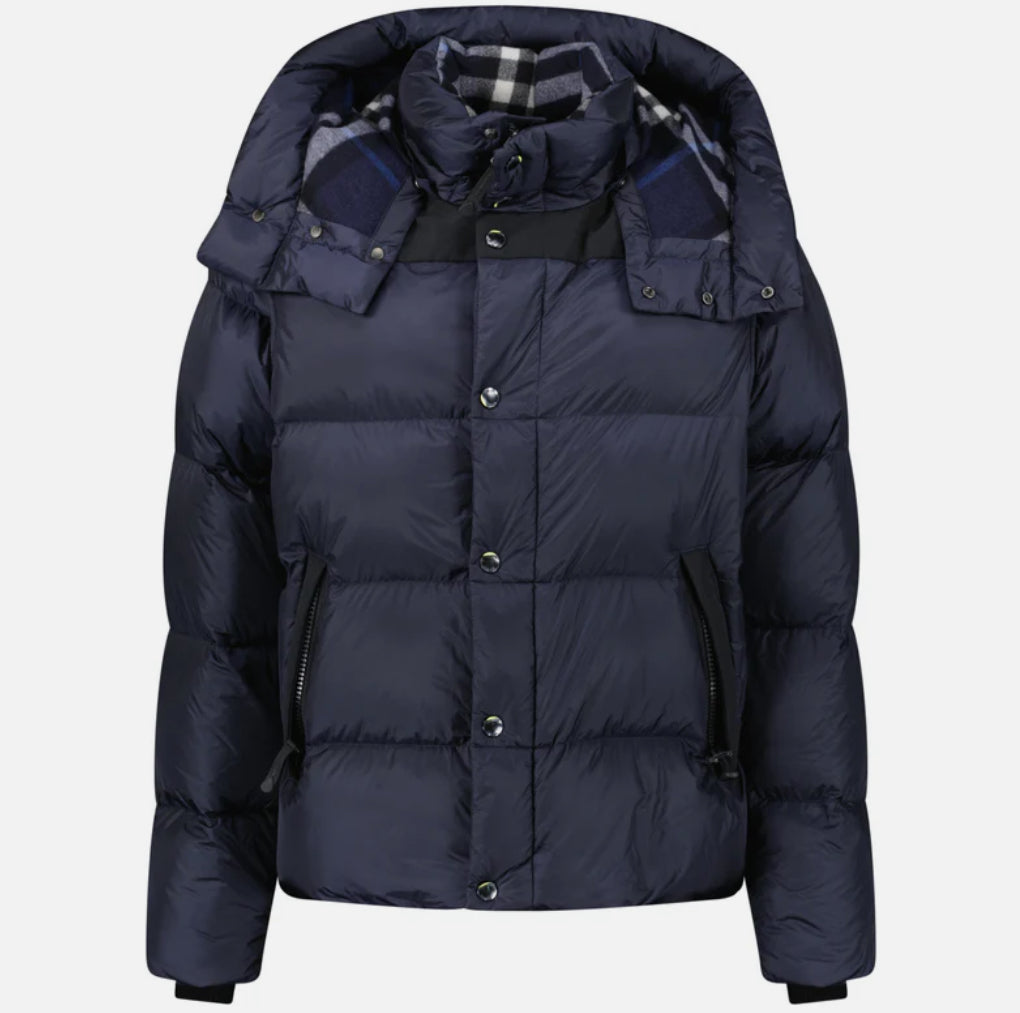 Burberry 'Leeds' Detachable Sleeve Hooded Down Jacket Navy