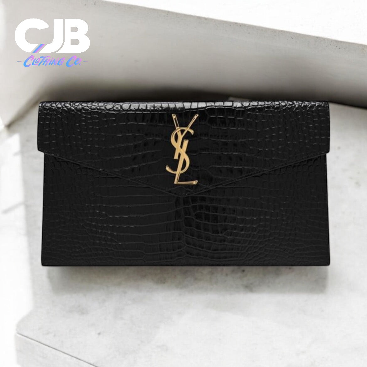 Saint Laurent Uptown Crocodile Clutch Bag