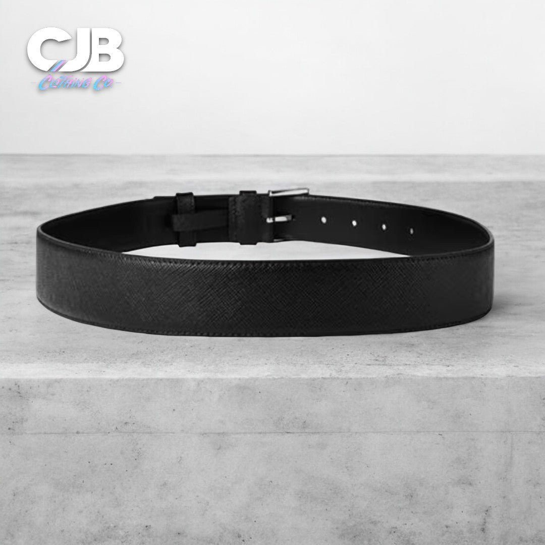 Prada Triangle Logo Black Mens Belt