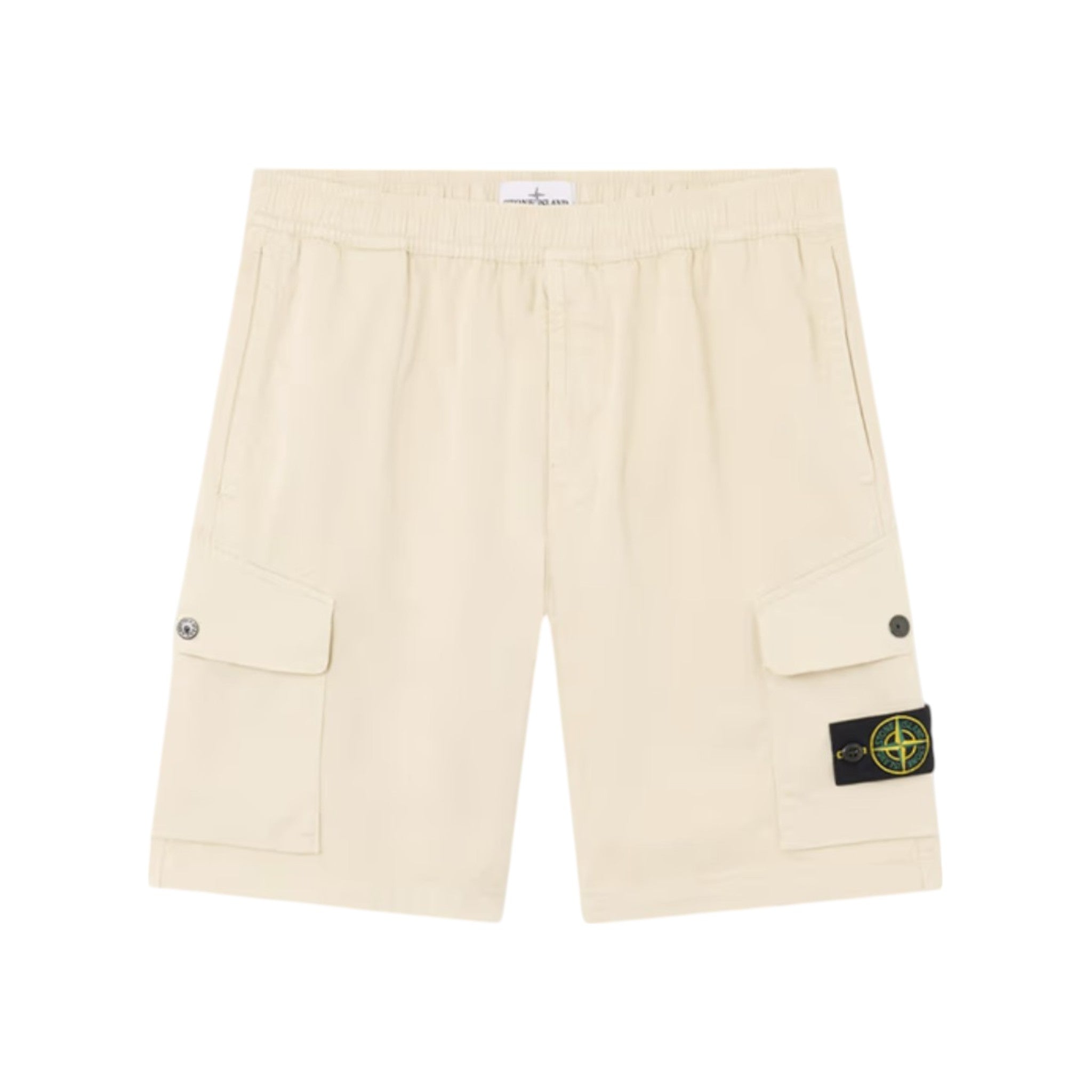 Stone Island Organic Stretch Cotton Satin Sand Shorts