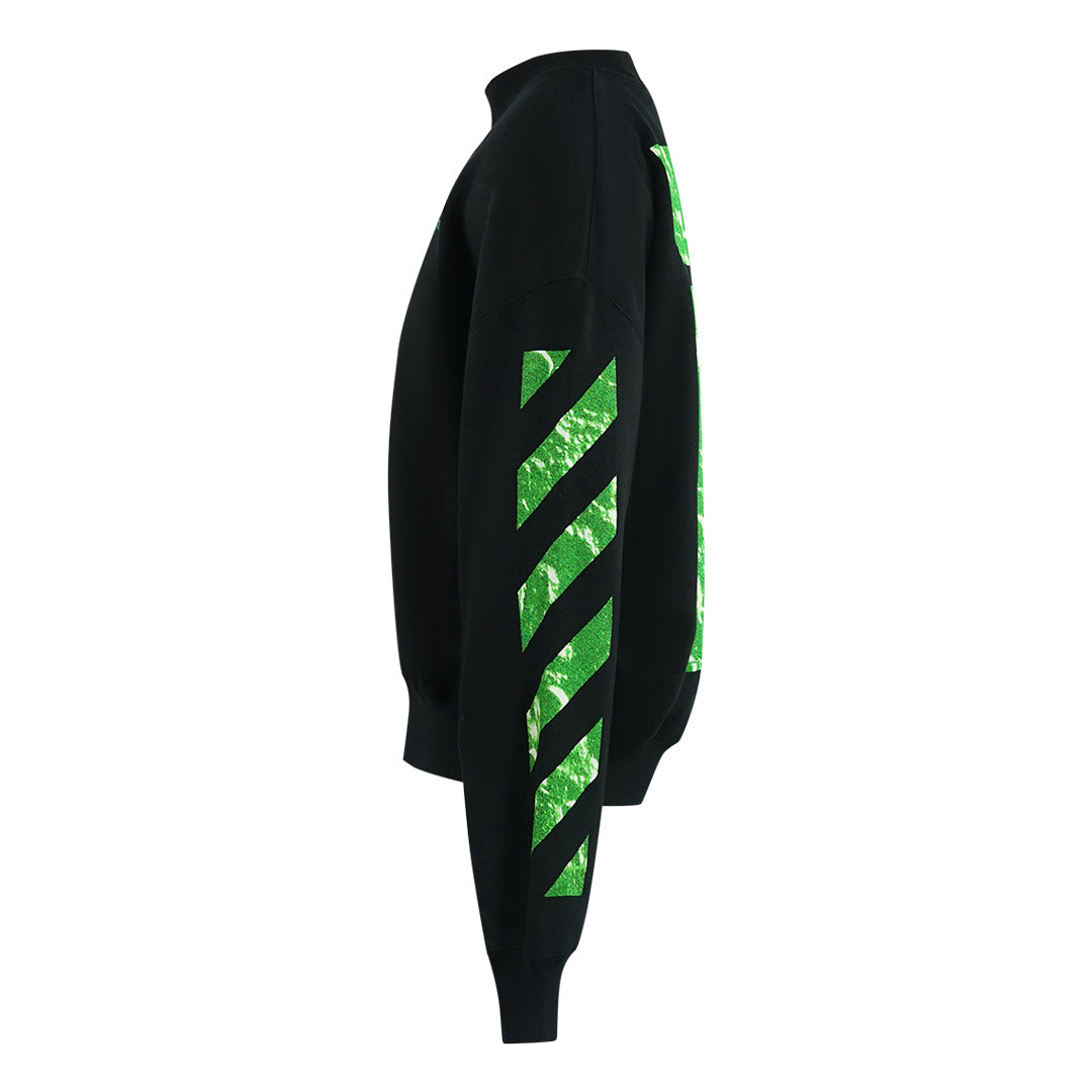 Off White Moon Tab Design Oversized Fit Black Sweatshirt