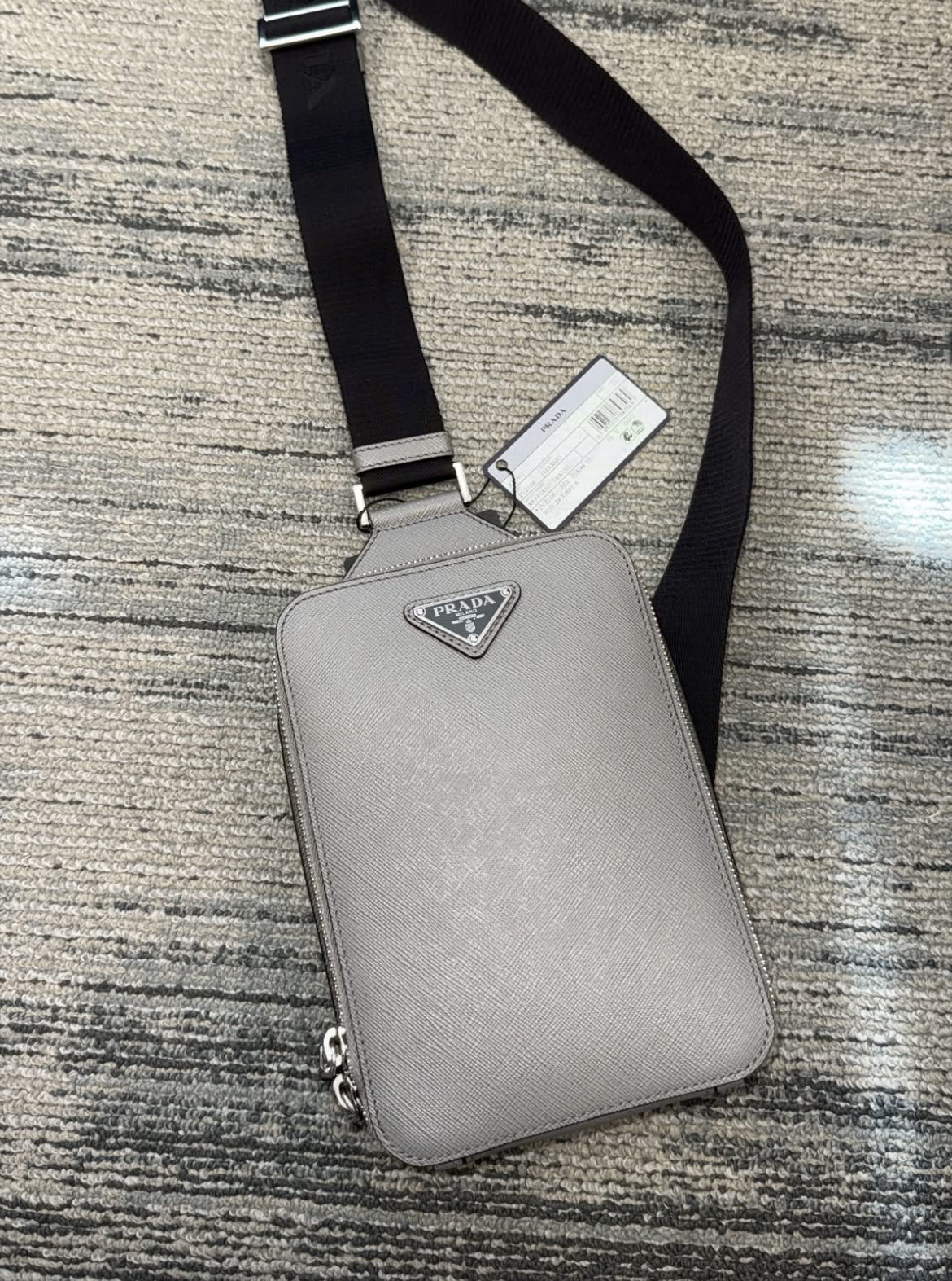 Prada Brique Cross-Body Bag in Marble Grey
