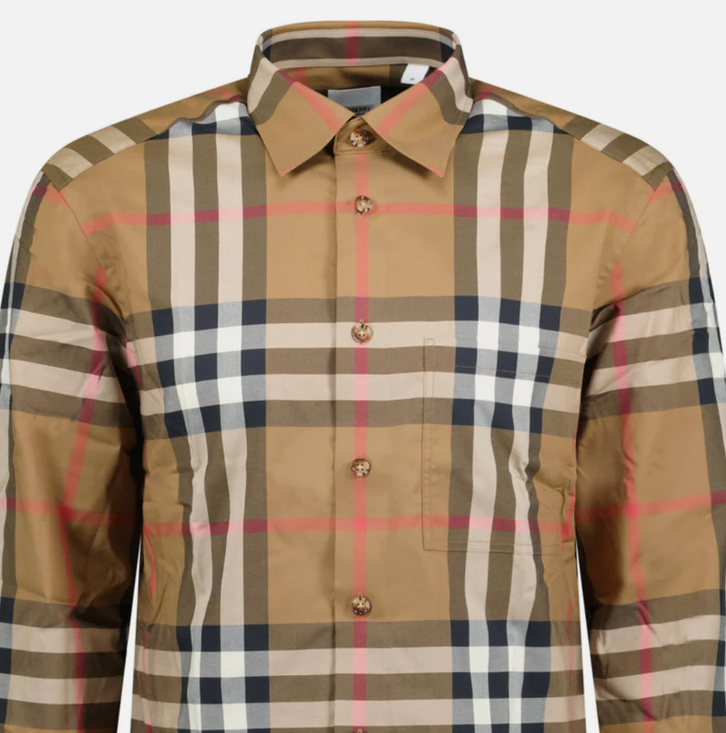 Burberry 'Claverdon' Check Shirt in Taupe Brown