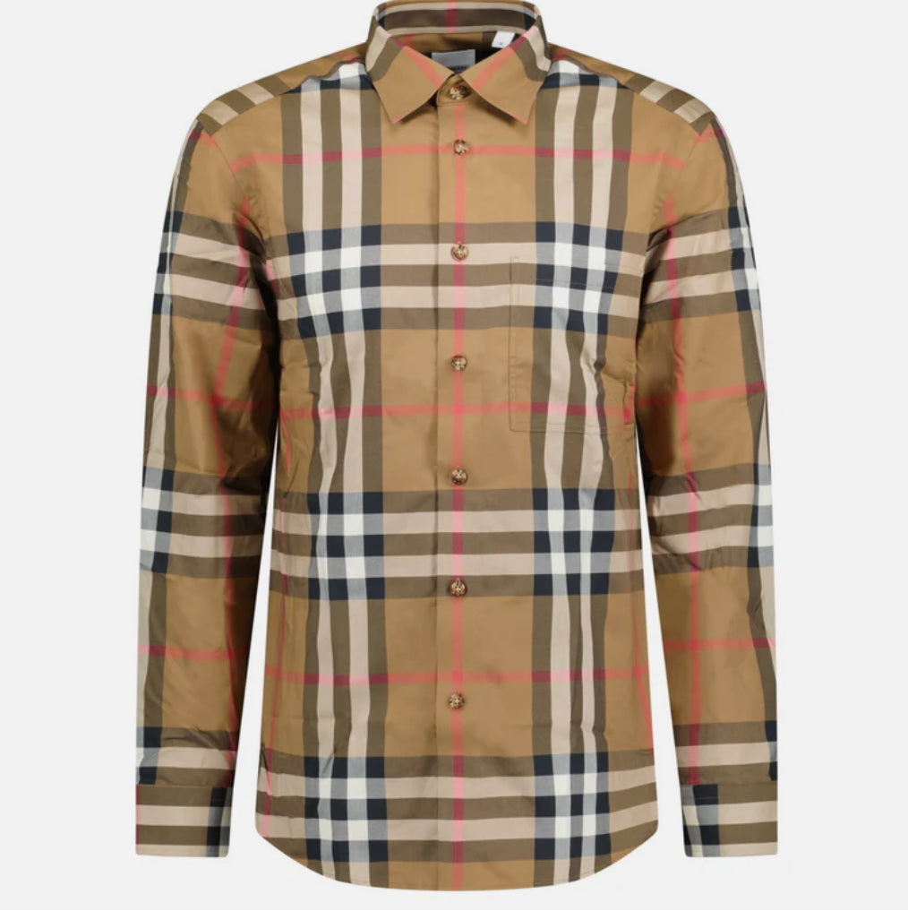 Burberry 'Claverdon' Check Shirt in Taupe Brown
