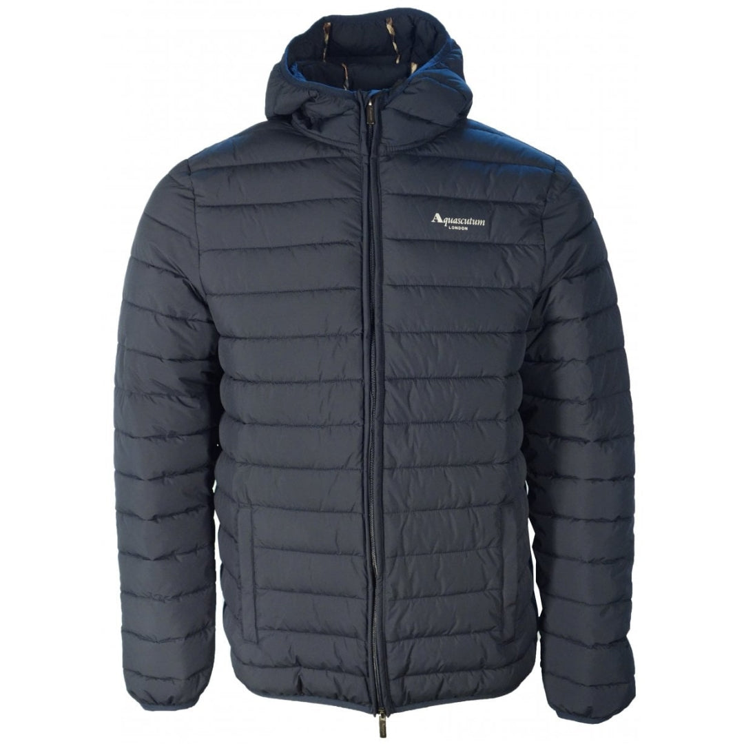Aquascutum ACTIVE 100GR HOODED JACKET FW23 JK011 11 Navy Blue Jacket Mens M