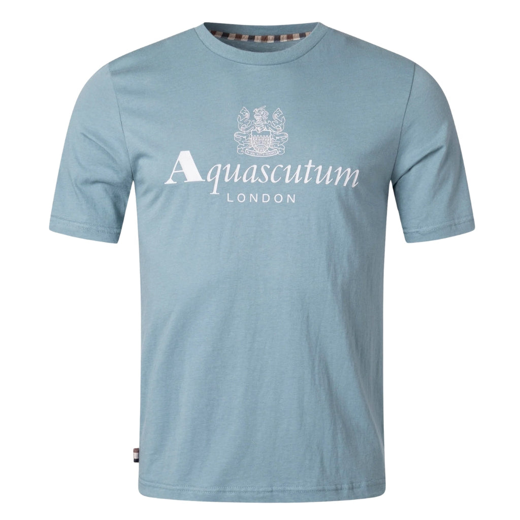 Aquascutum Active Big Logo T Shirt Fw23 Ts001 18 Blue T Shirt Mens - Style Centre Wholesale