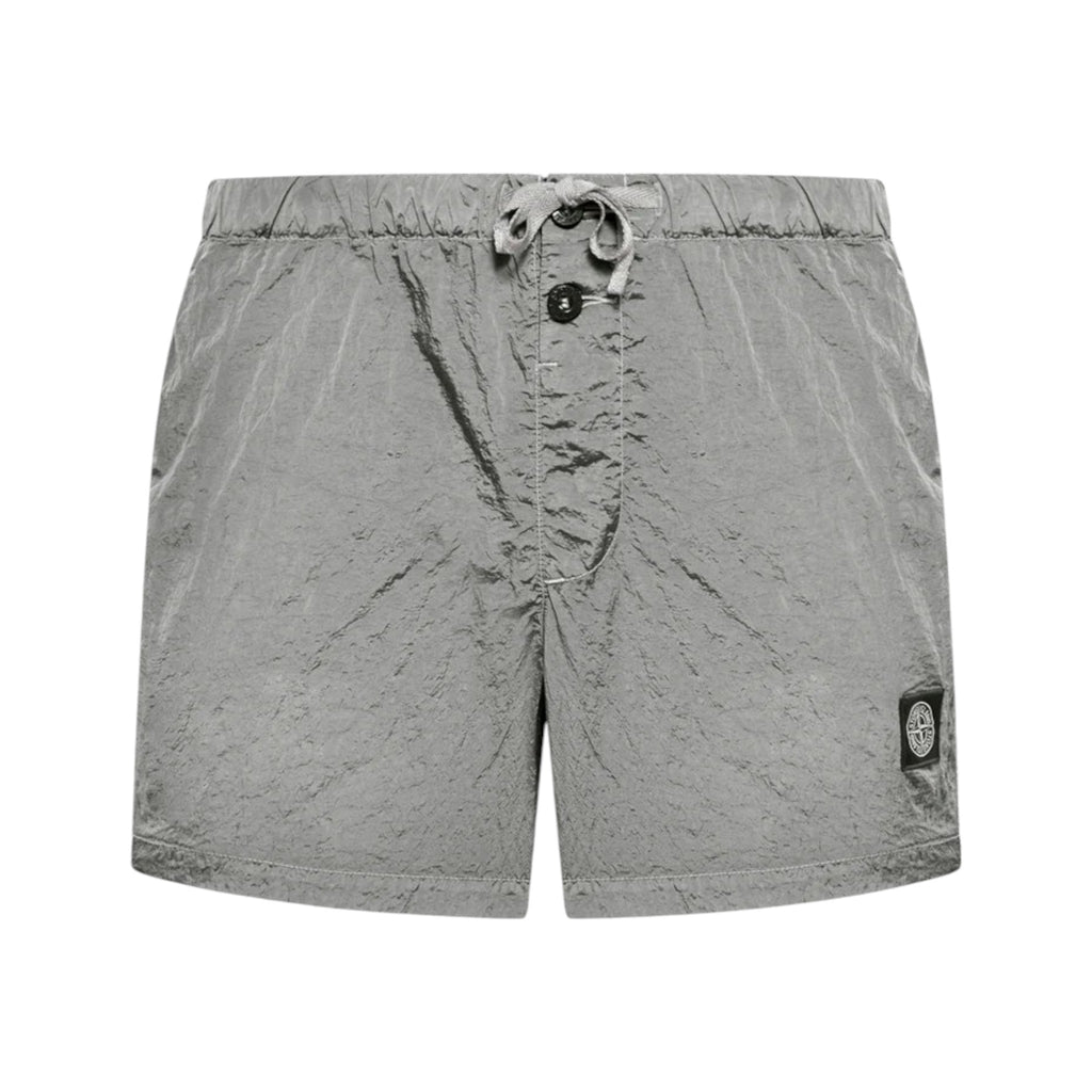 Stone Island Crinkled Nylon Pearl Grey Swim Shorts