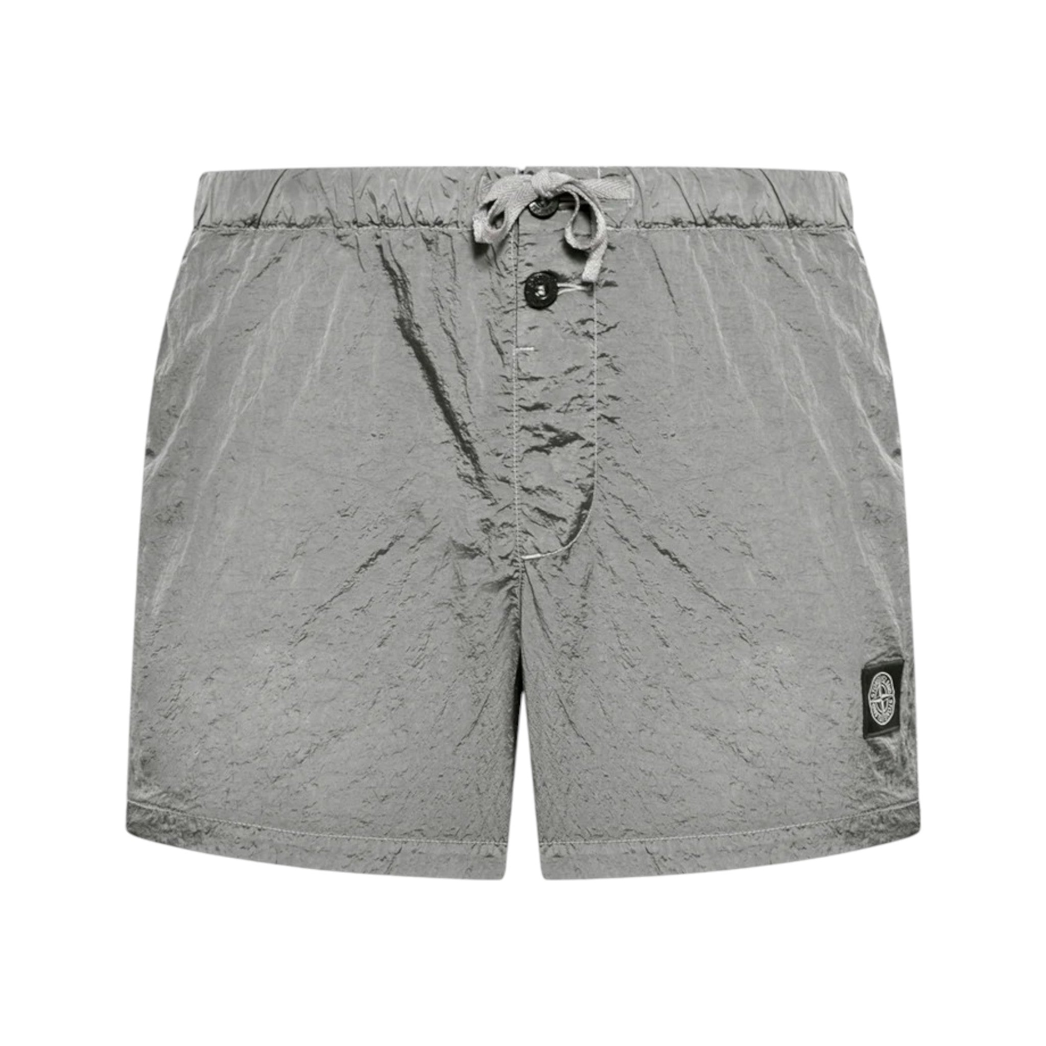 Stone Island Crinkled Nylon Pearl Grey Swim Shorts