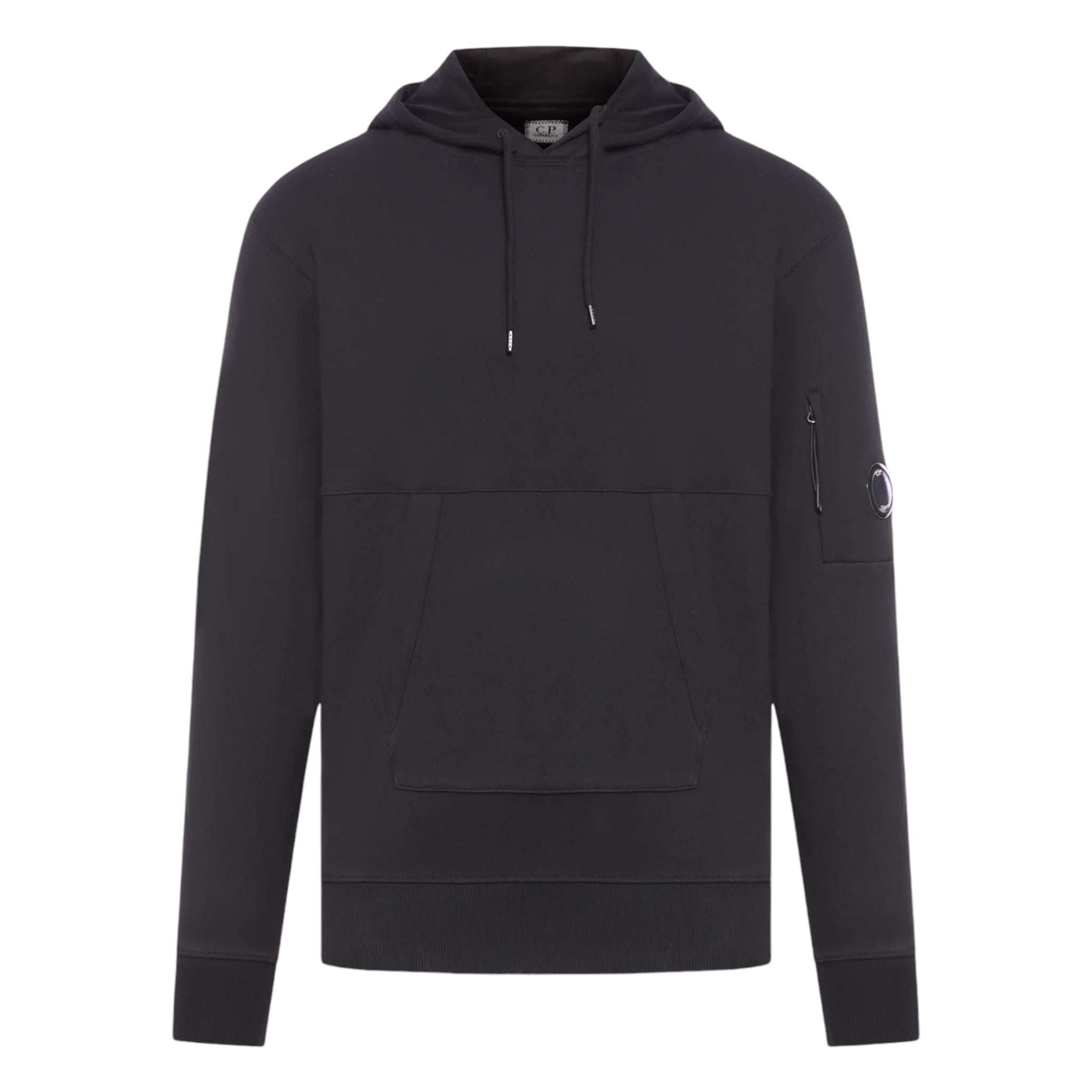C.P. Company Diagonal Raised Fleece Pocket Lens Black Hoodie