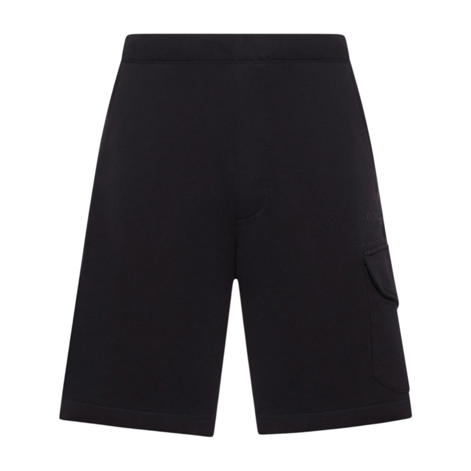 C.P. Company Diagonal Raised Embroidered Logo Black Shorts