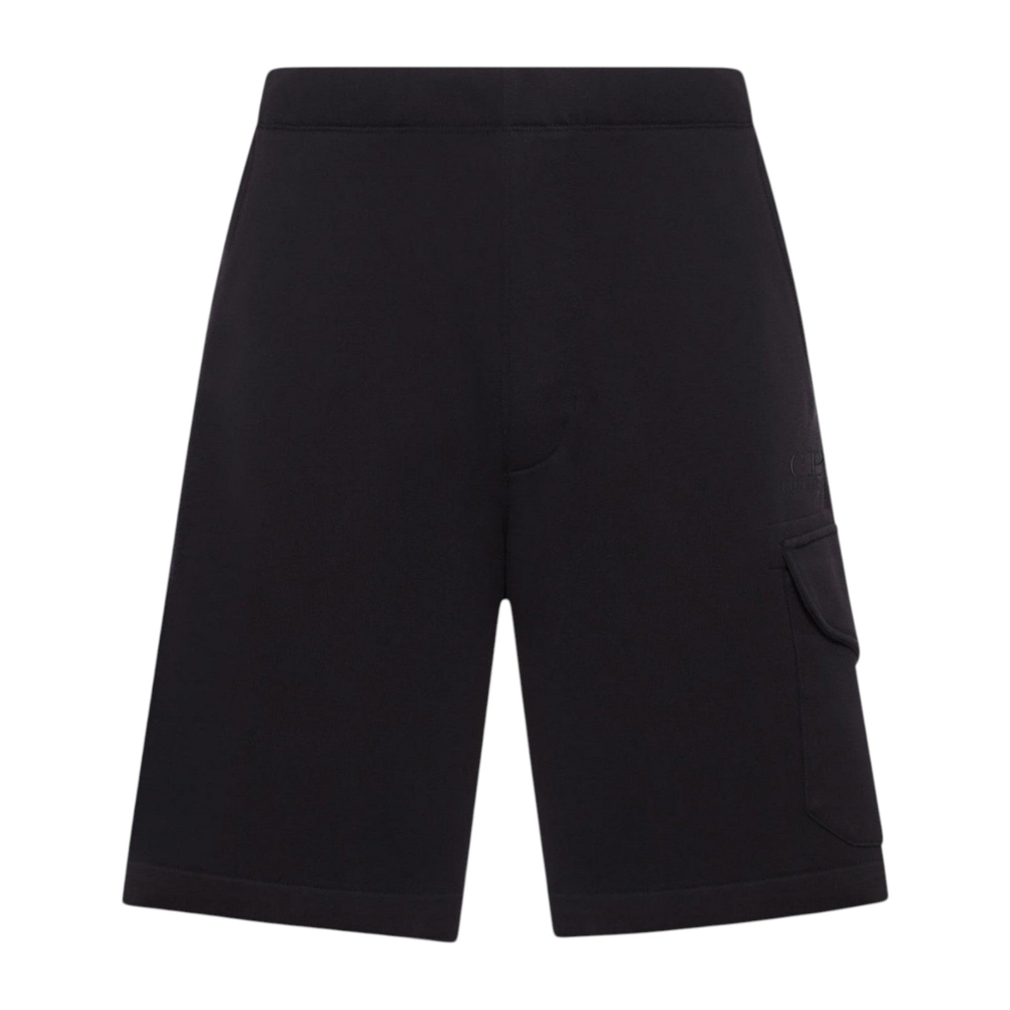 C.P. Company Diagonal Raised Embroidered Logo Black Shorts
