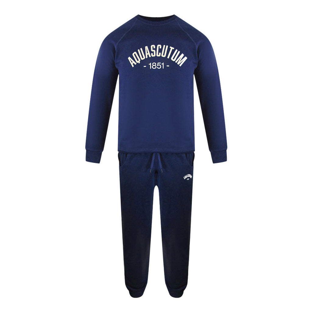 Aquascutum Aa_Ow04_St002 Oldchool Crewneck Navy St002 11 Navy Blue Creckneck And Track Pants Set Male - Style Centre Wholesale