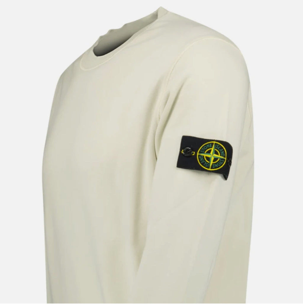 Stone Island Compass Badge Organic Cotton Crewneck Sweatshirt Sand