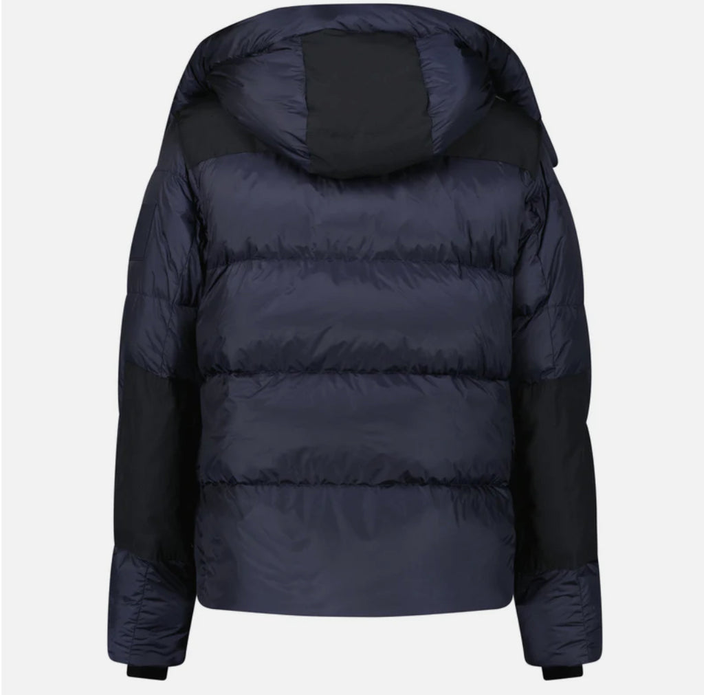 Burberry 'Leeds' Detachable Sleeve Hooded Down Jacket Navy