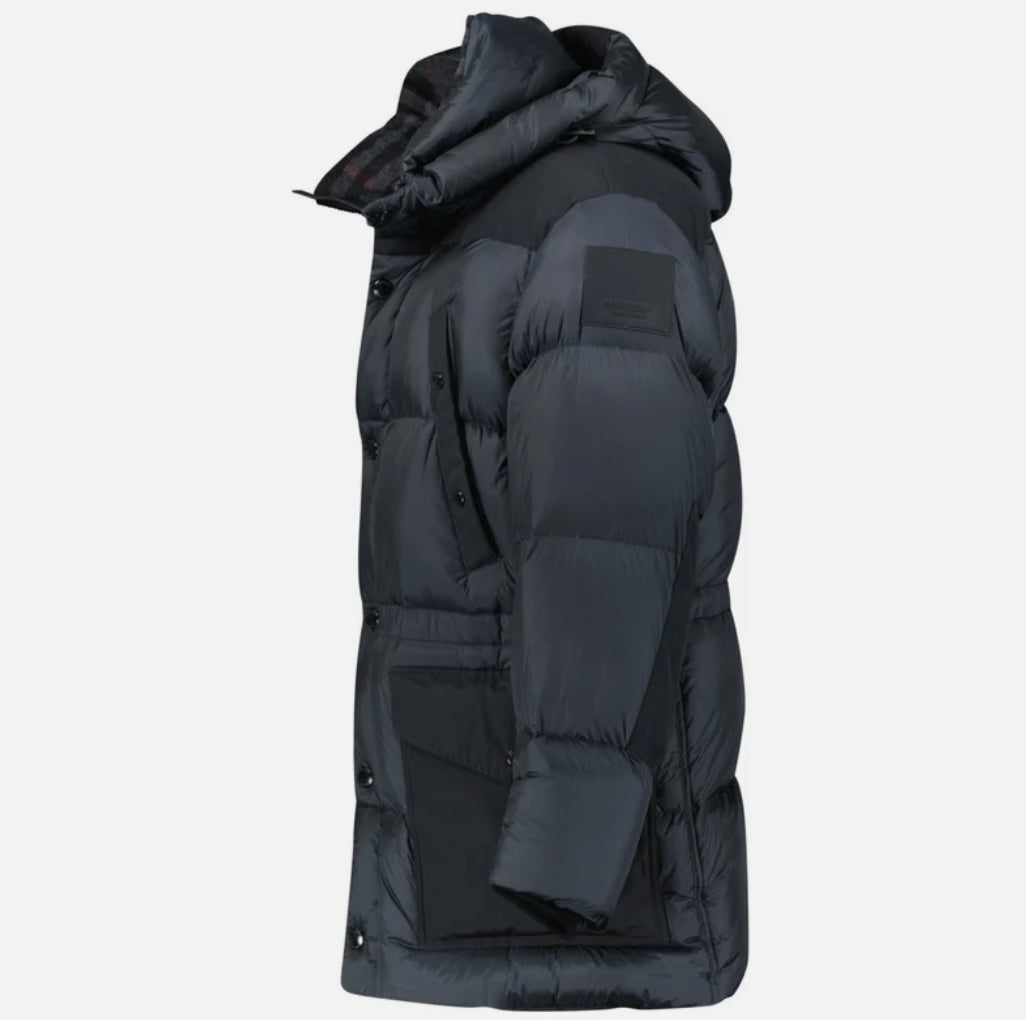 Burberry 'Lindford' Puffer Coat in Charcoal Grey
