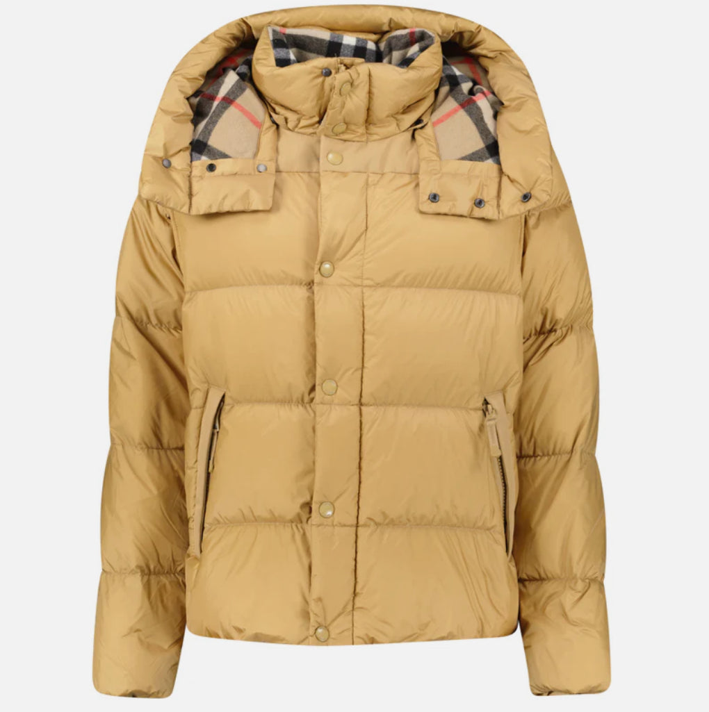 Burberry 'Leeds' Detachable Sleeve Hooded Down Jacket Warm Honey