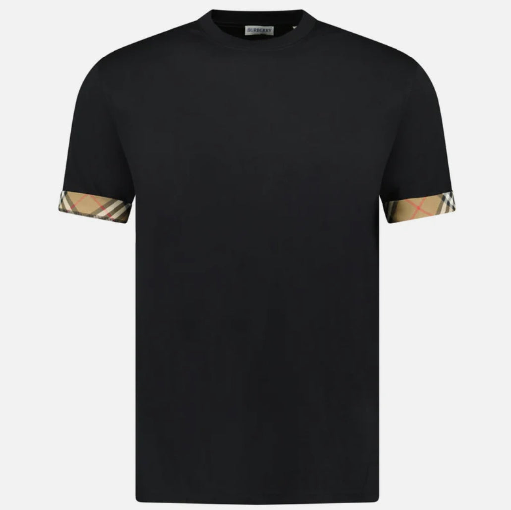 Burberry 'Ellison' Organic Cotton Check Sleeve Black
