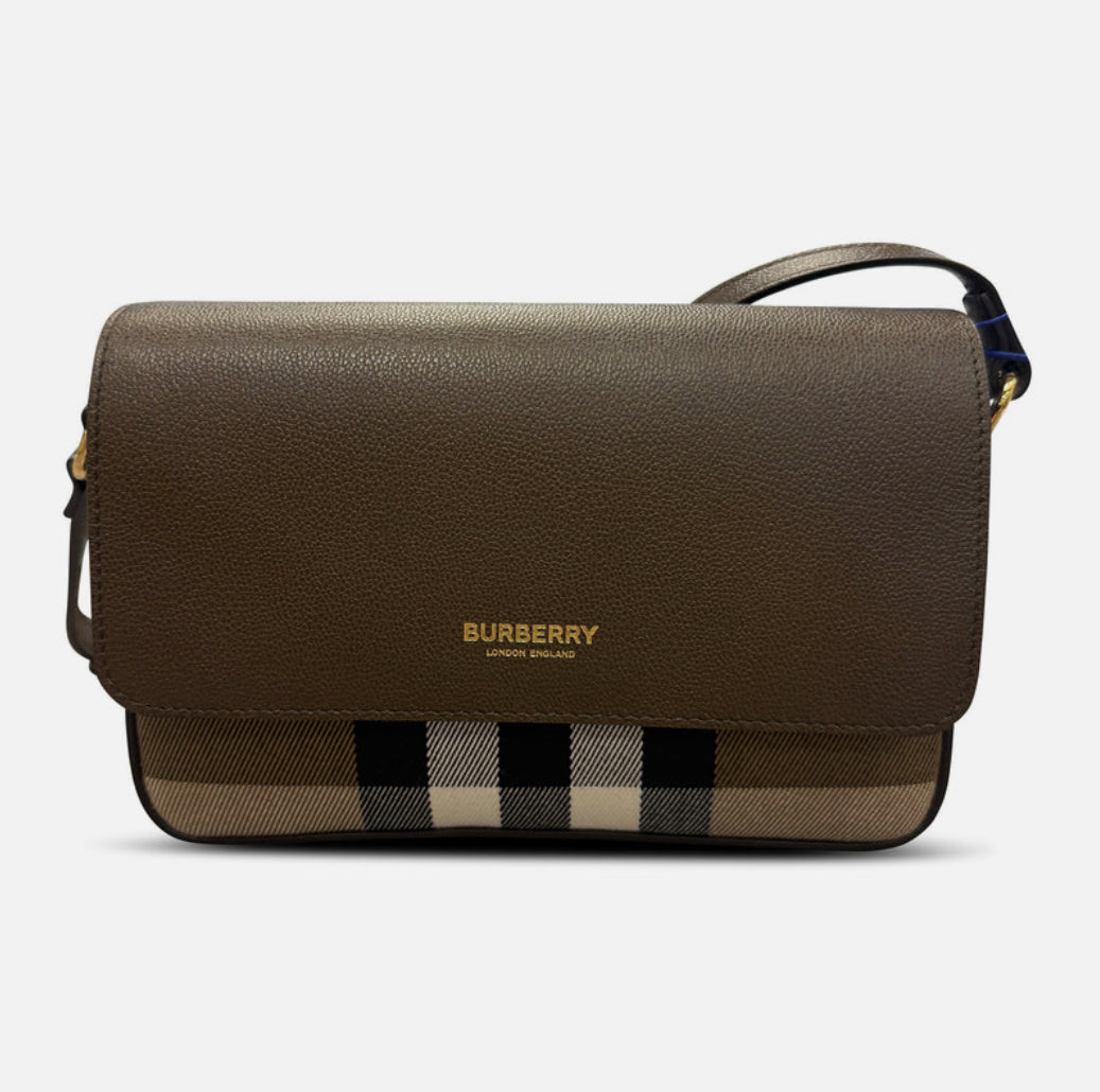 Burberry 'New Hampshire' Leather Shoulder Bag Ebony Brown