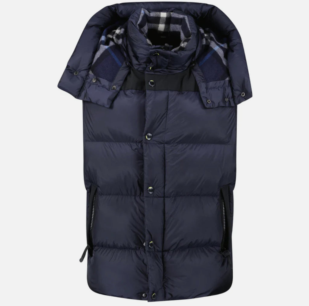 Burberry 'Leeds' Detachable Sleeve Hooded Down Jacket Navy