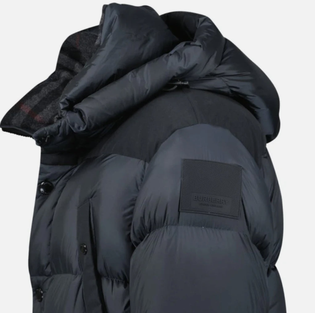 Burberry 'Lindford' Puffer Coat in Charcoal Grey