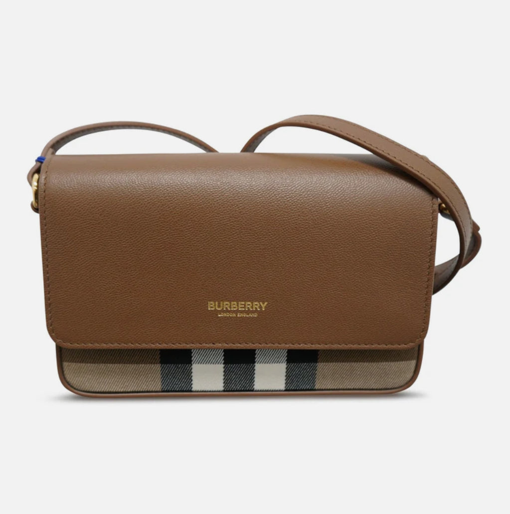Burberry 'New Hampshire' Leather Shoulder Bag Earth Brown