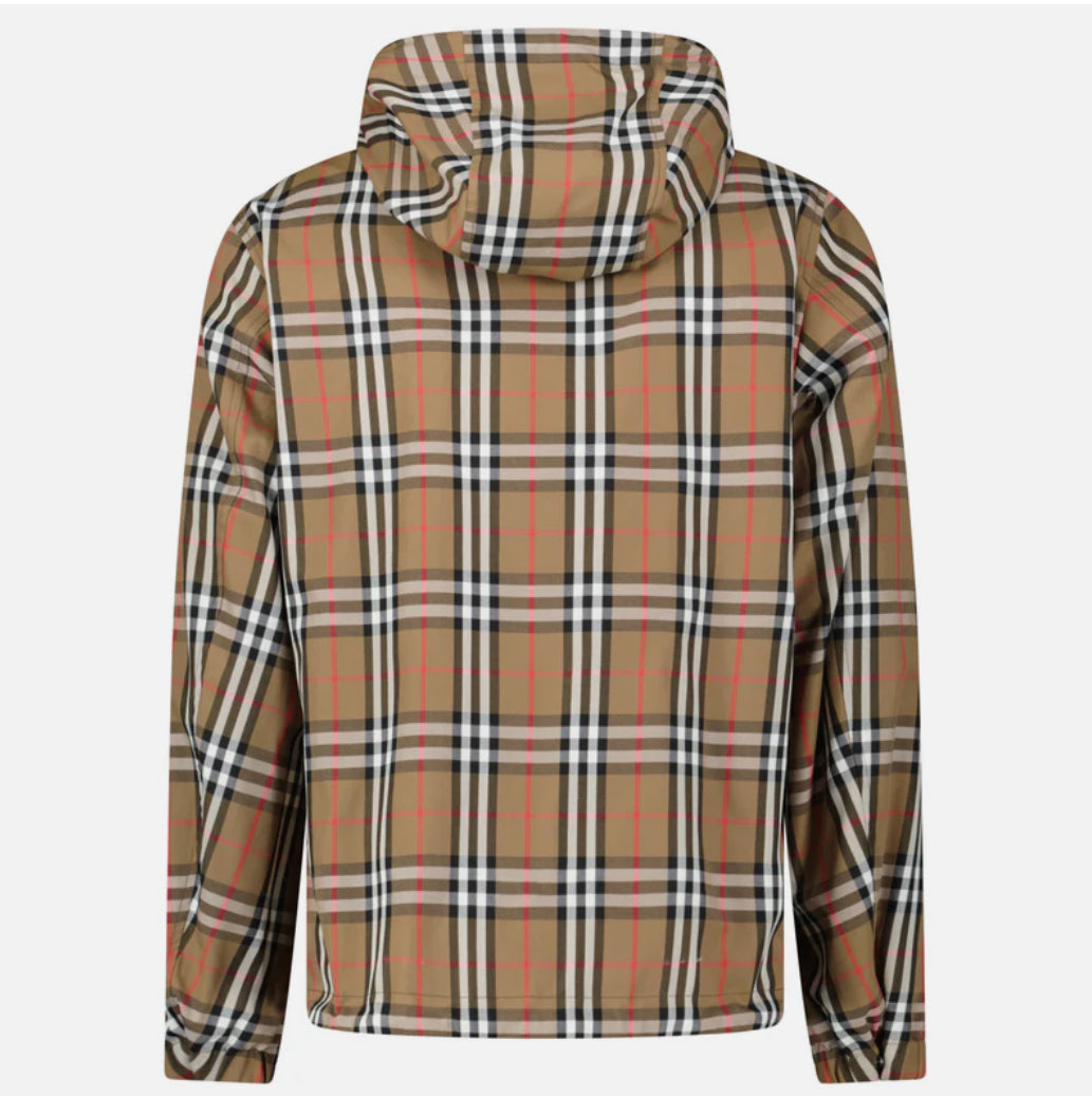 Burberry 'Stanford' Zip-Up Check Reversible Hooded Jacket Black & Check