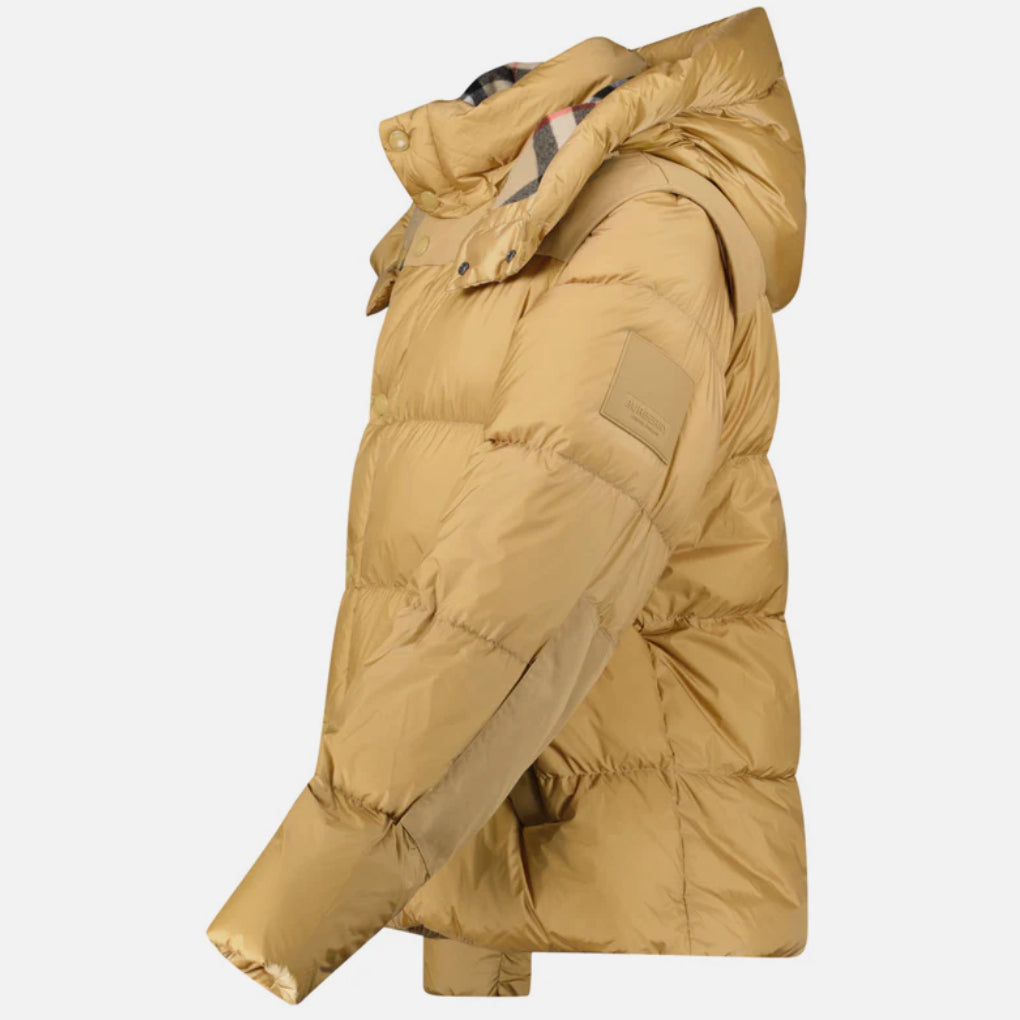 Burberry 'Leeds' Detachable Sleeve Hooded Down Jacket Warm Honey