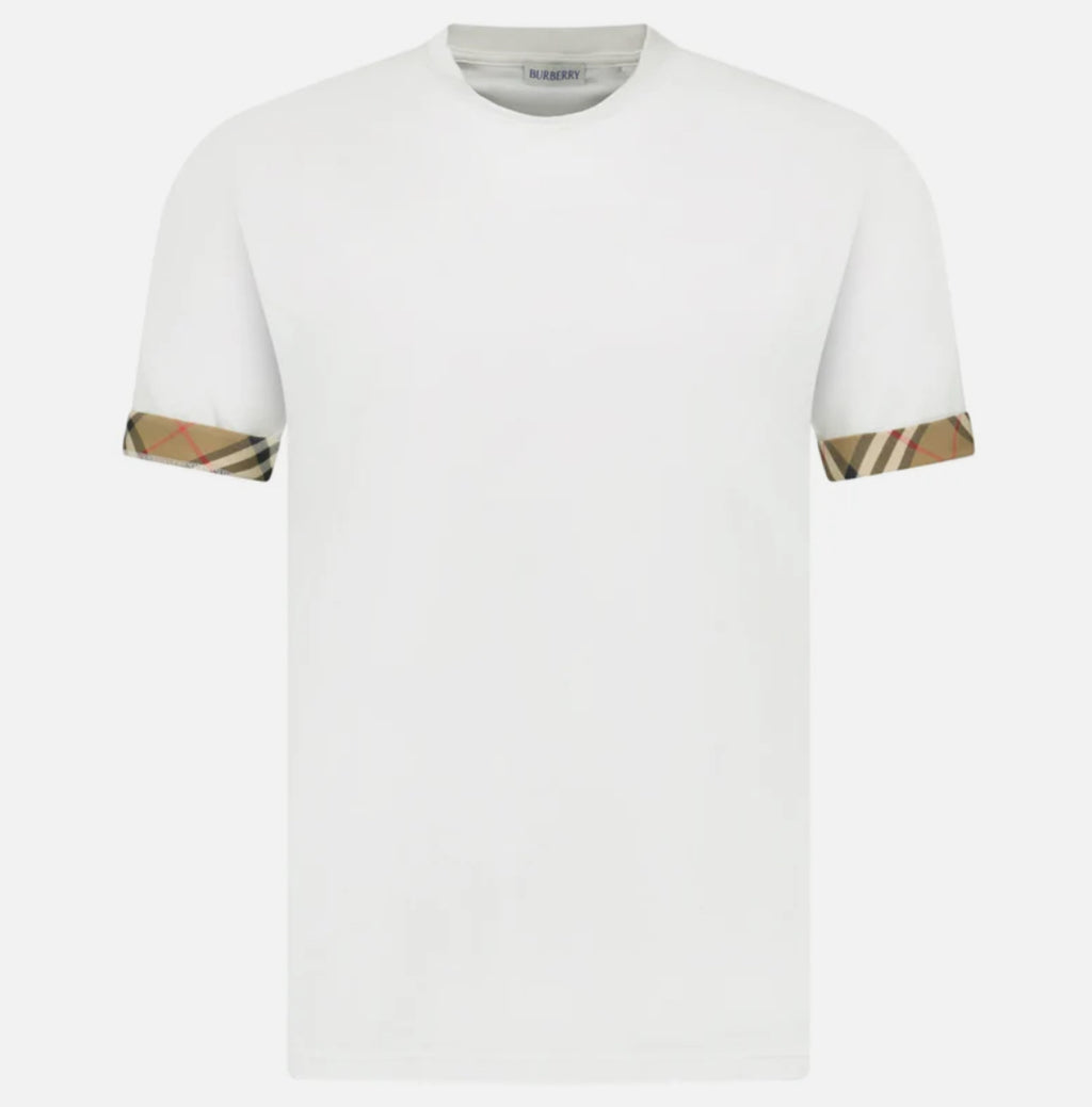 Burberry 'Ellison' Organic Cotton Check Sleeve White