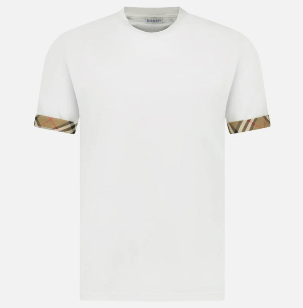 Burberry 'Ellison' Organic Cotton Check Sleeve White