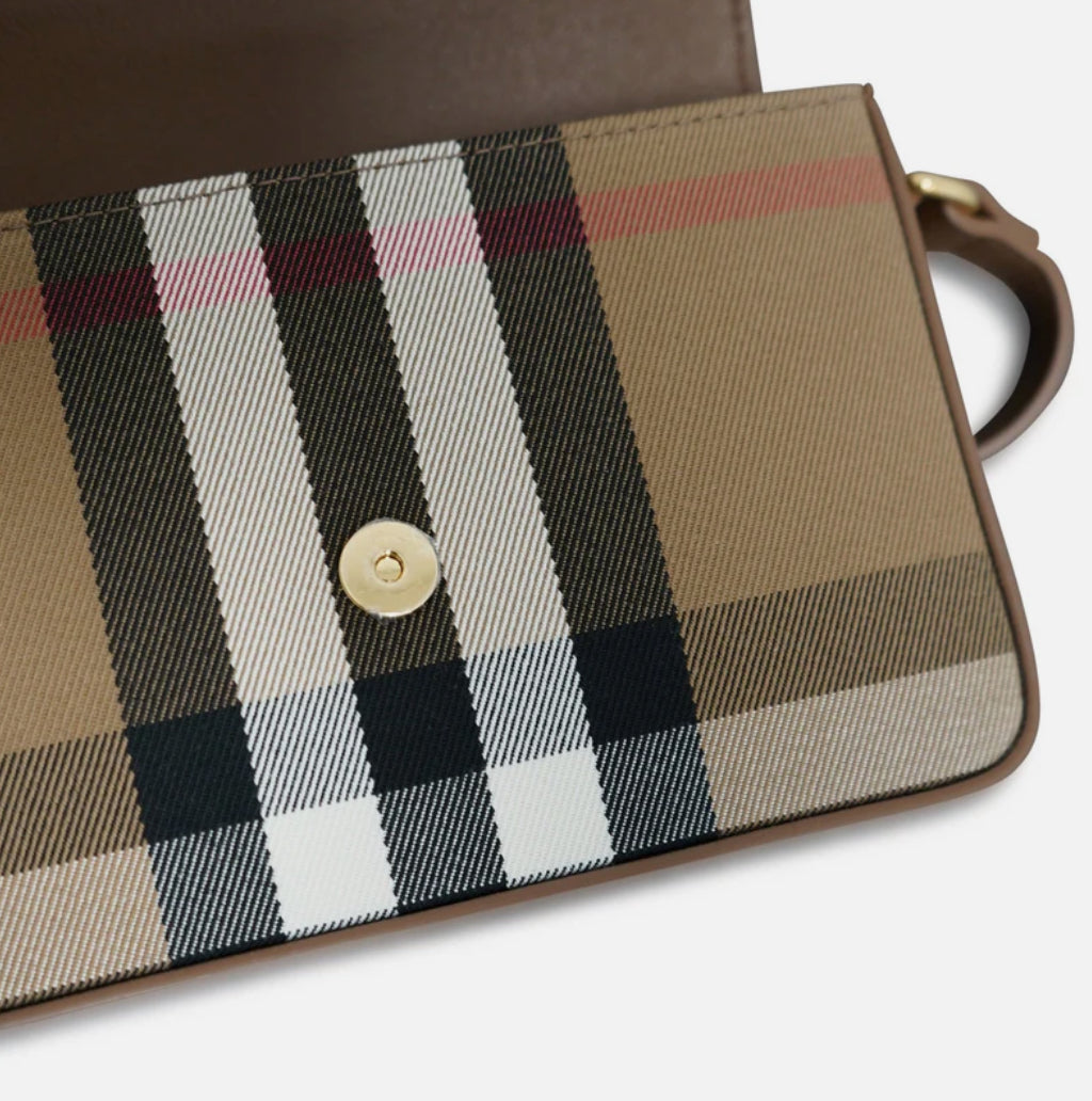 Burberry 'New Hampshire' Leather Shoulder Bag Earth Brown