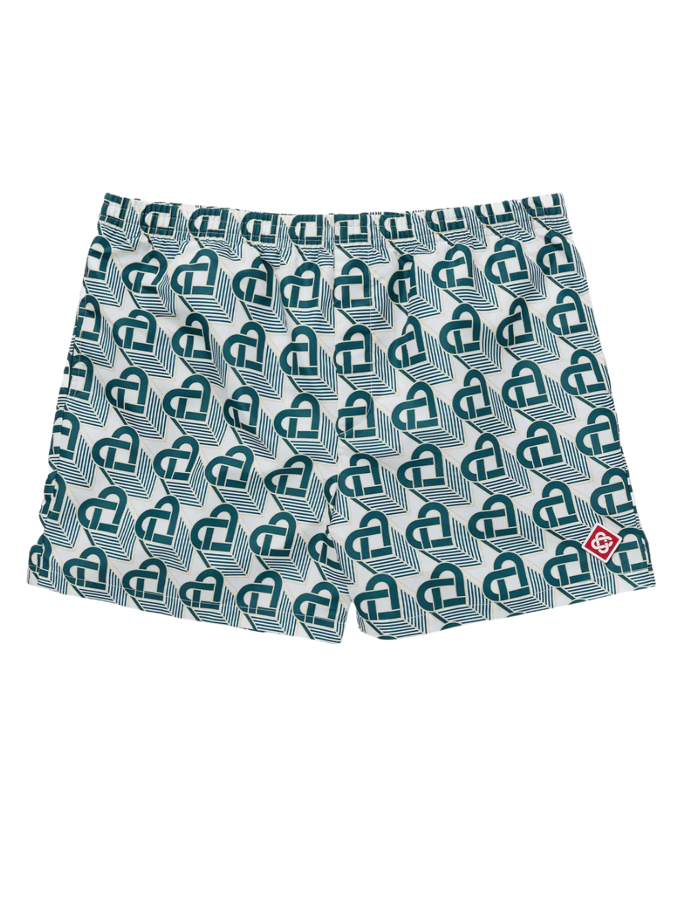 Casablanca Heart Monogram-Printed SwimShorts Green/White