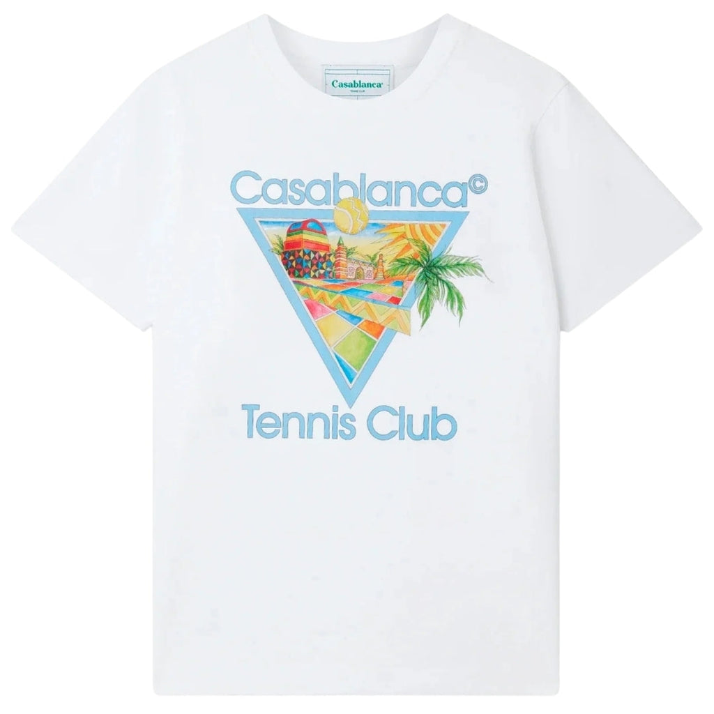 Casablanca Printed  T-Shirt Afro Cubism Tennis Club White  T-Shirts Mens