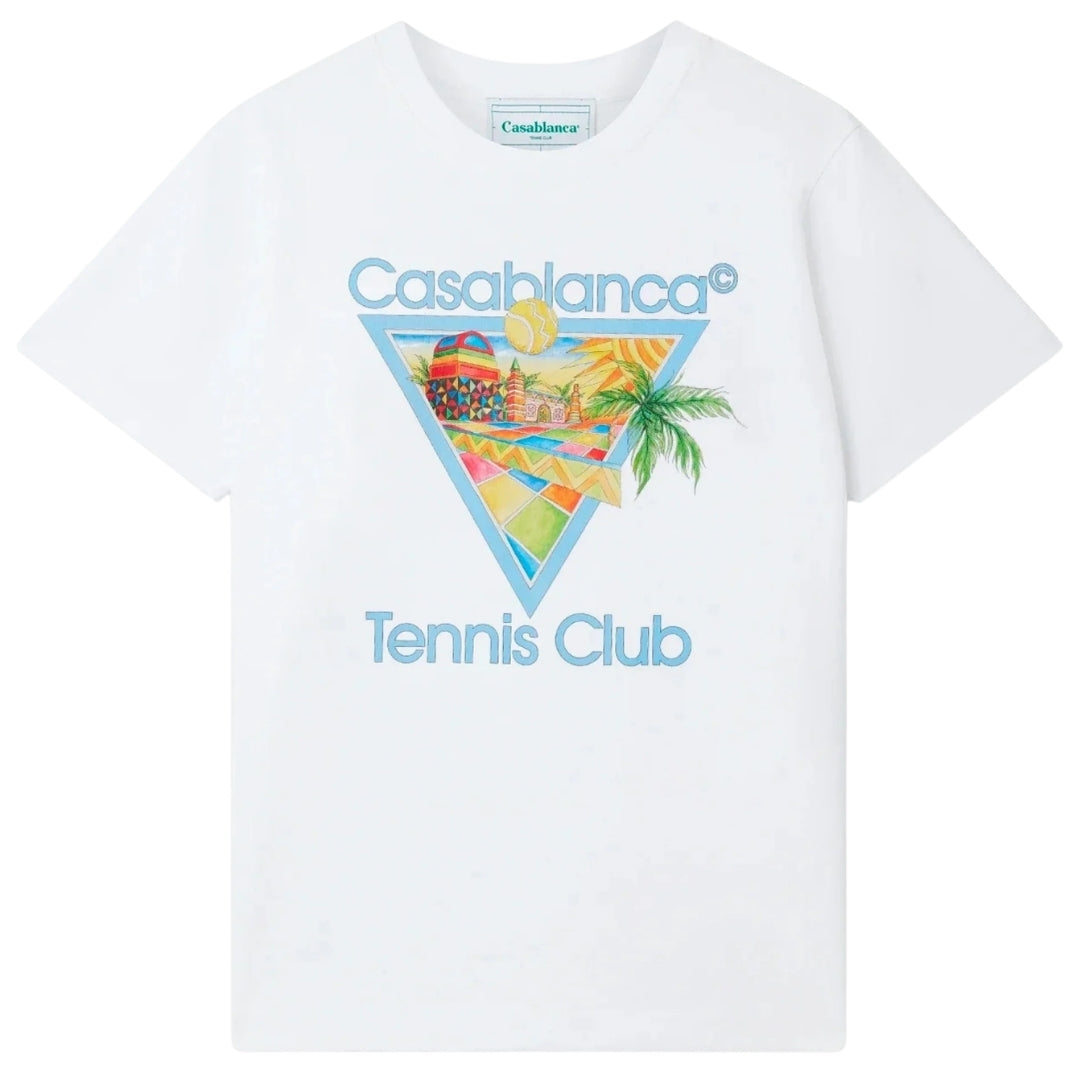 Casablanca Printed  T-Shirt Afro Cubism Tennis Club White  T-Shirts Mens