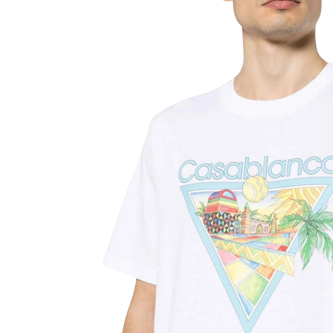 Casablanca Printed  T-Shirt Afro Cubism Tennis Club White  T-Shirts Mens