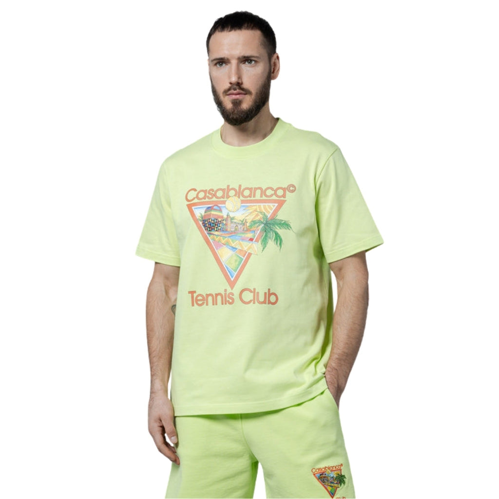Casablanca Printed  T-Shirt Afro Cubism Tennis Club Pale Green  Green  T-Shirts Mens
