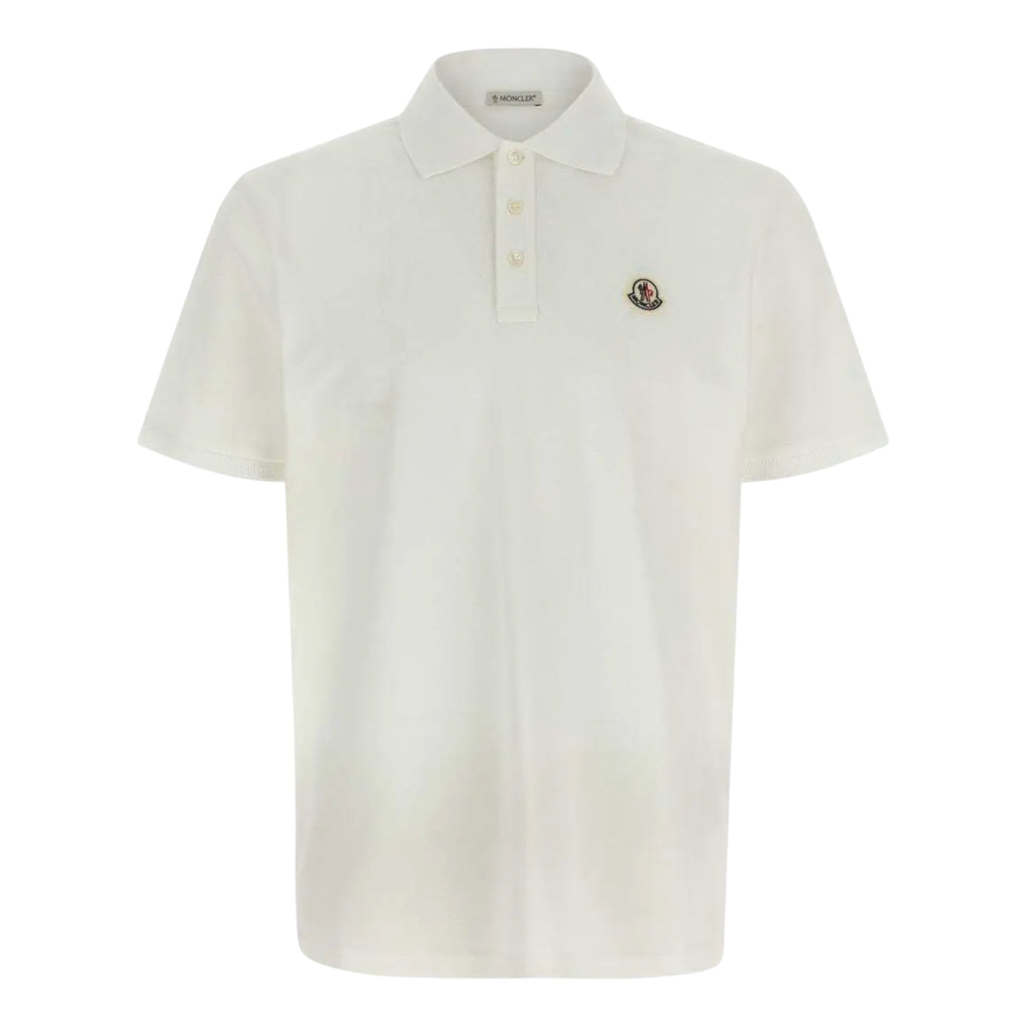 Moncler Cotton Piquet White Polo Shirt