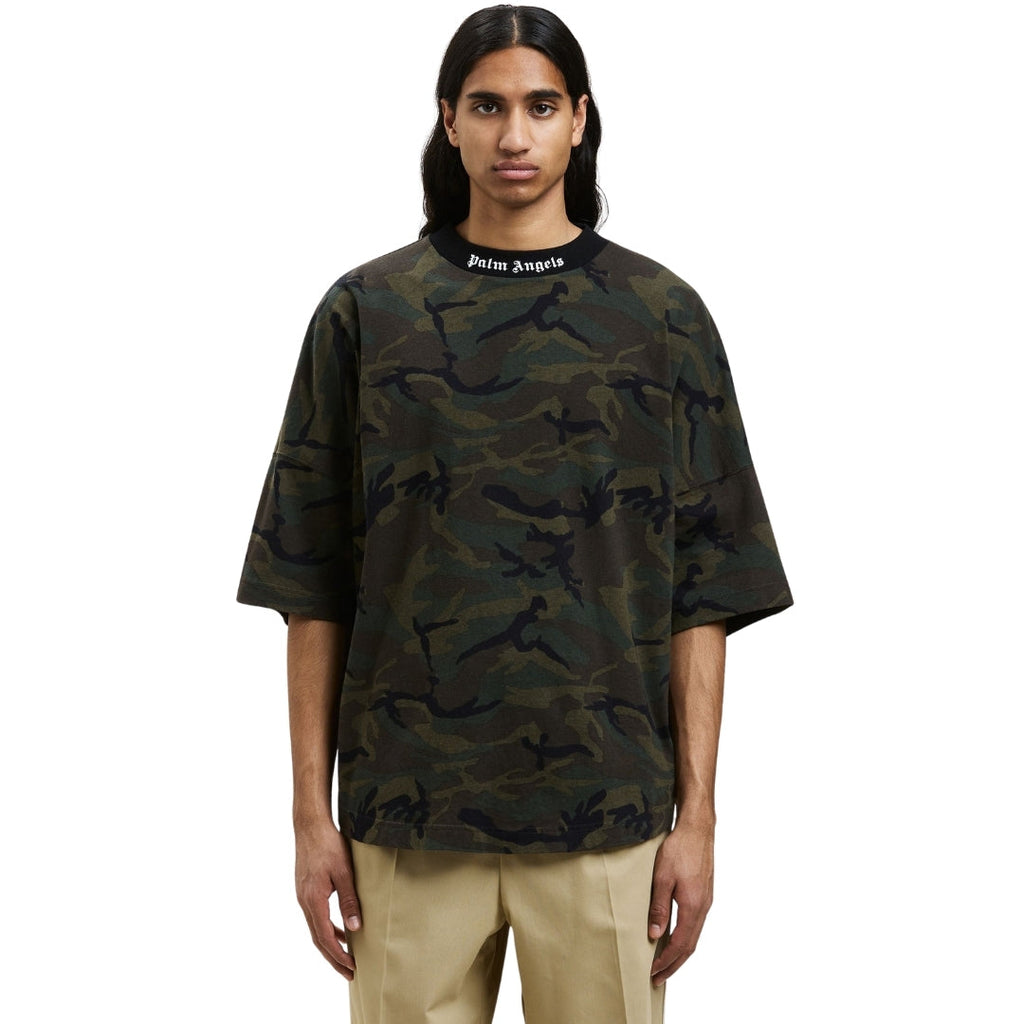Palm Angels Camo Classic Logo Oversize Tee Military XS