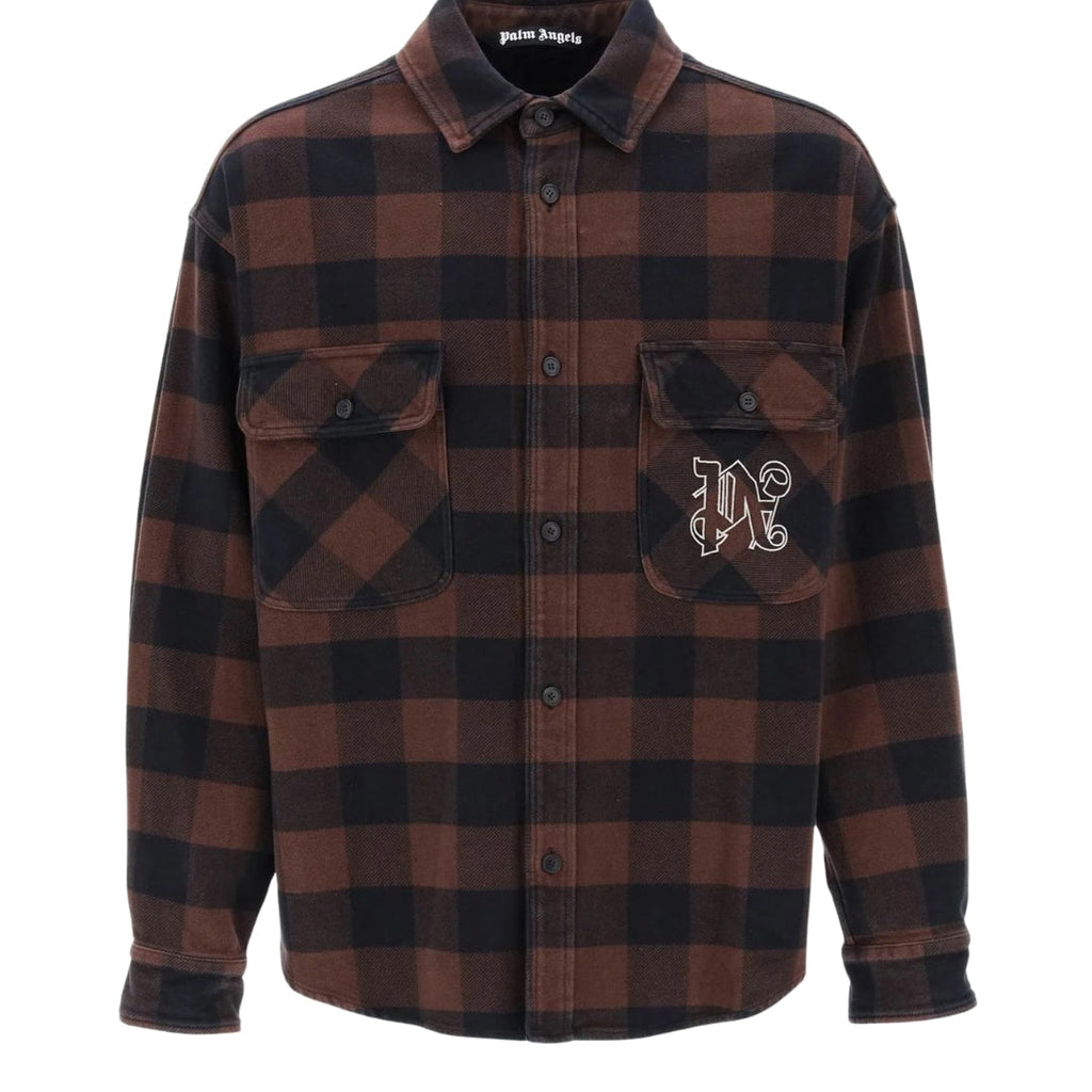 Palm Angels Pa Monogram Check Overshirt Brown IT48