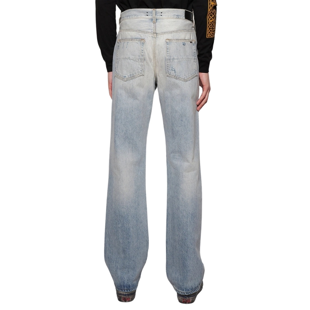 Amiri MA Bar Logo Straight Fit Stone indigo Blue Denim Jeans W31 L32 / 32L