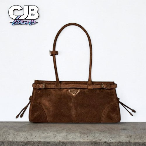 Prada Brown Leather Lux Strapped Tote Bag