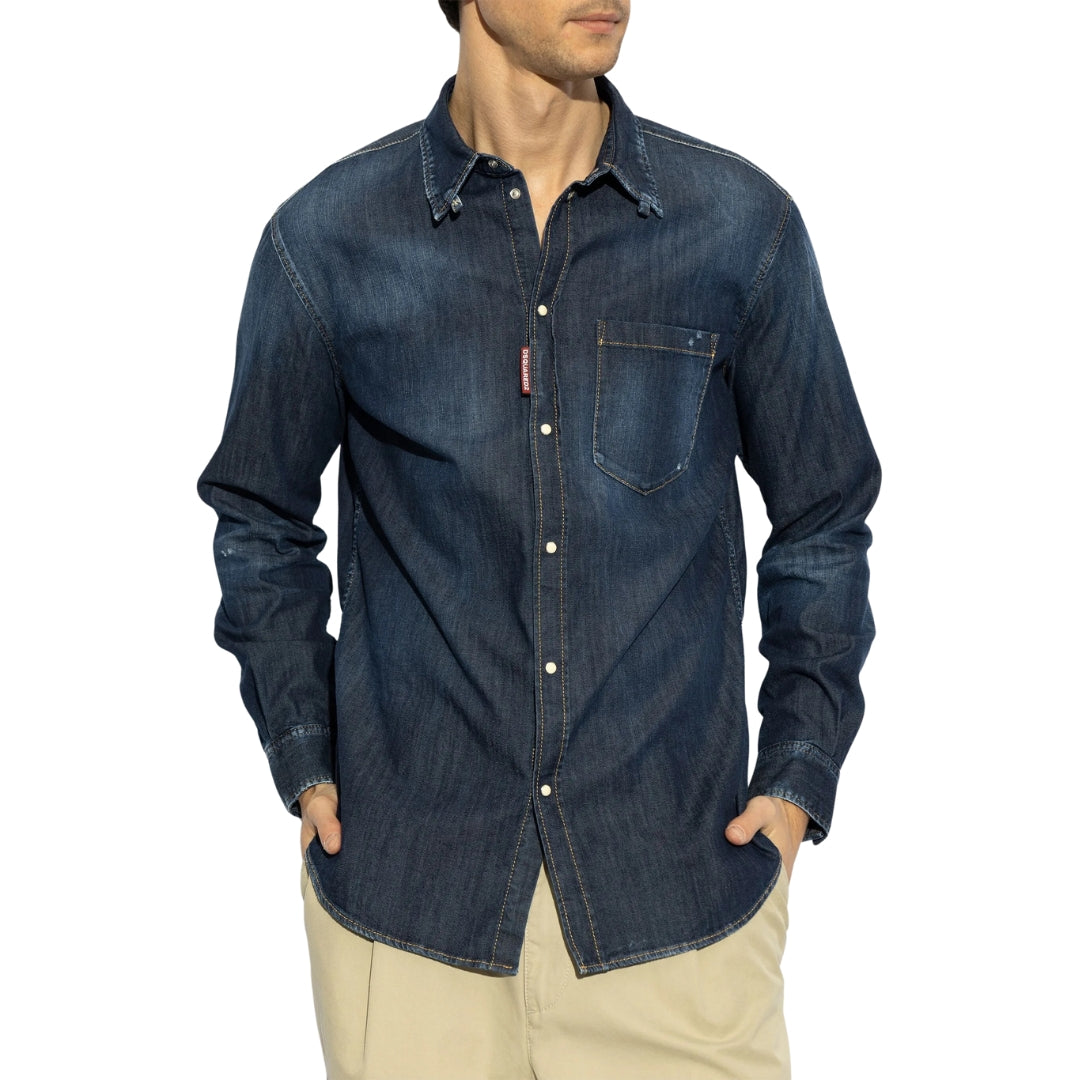 Dsquared2 Dark Wash Tab Shirt Navy Blue W30