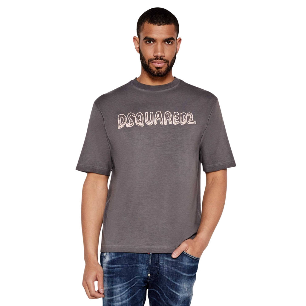 Dsquared2 Best Fade Loose Fit Cartoon Logo T-Shirt Charcoal XS
